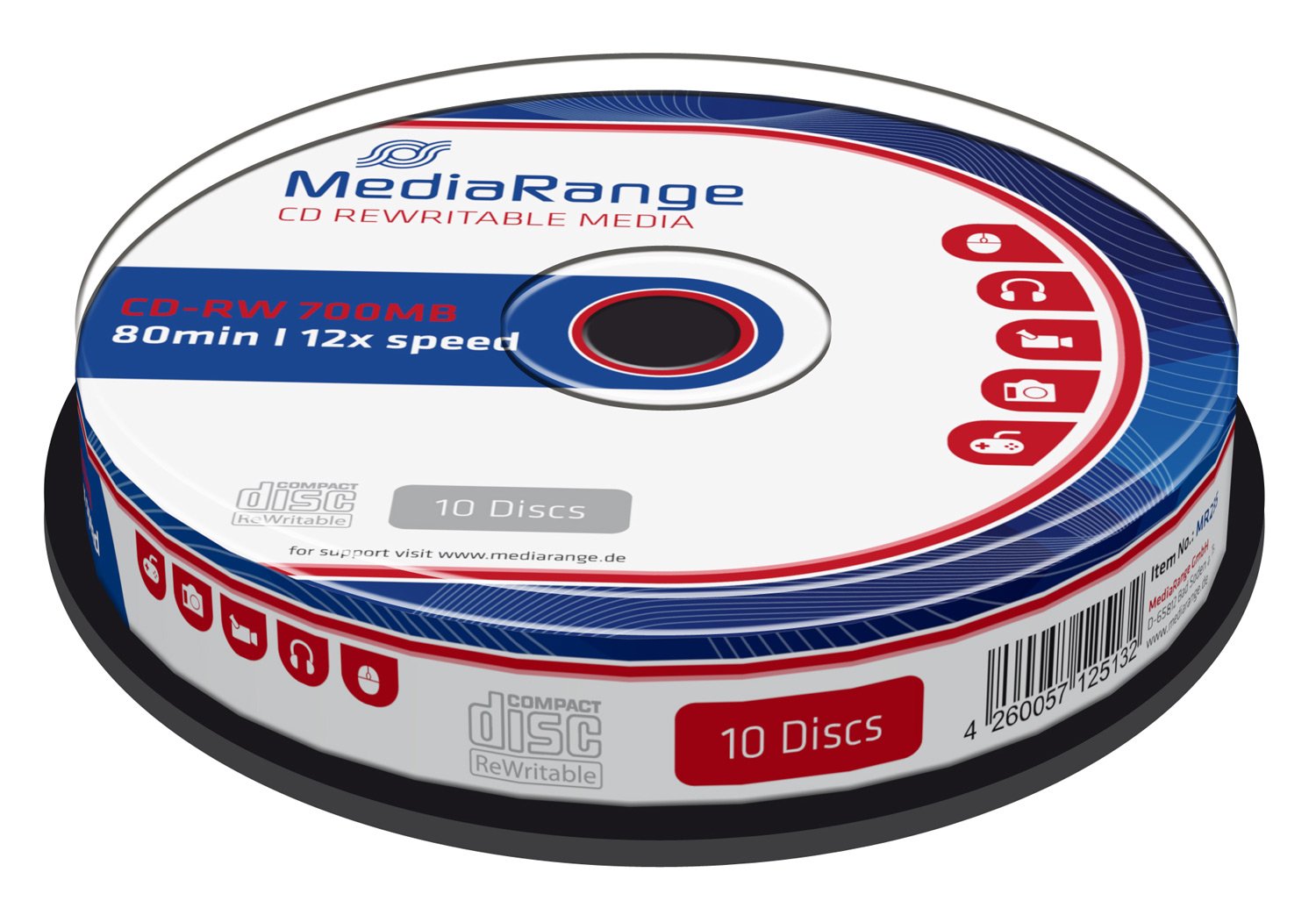 MediaRange CD-RW 700MB  10pcs Spindel 12x