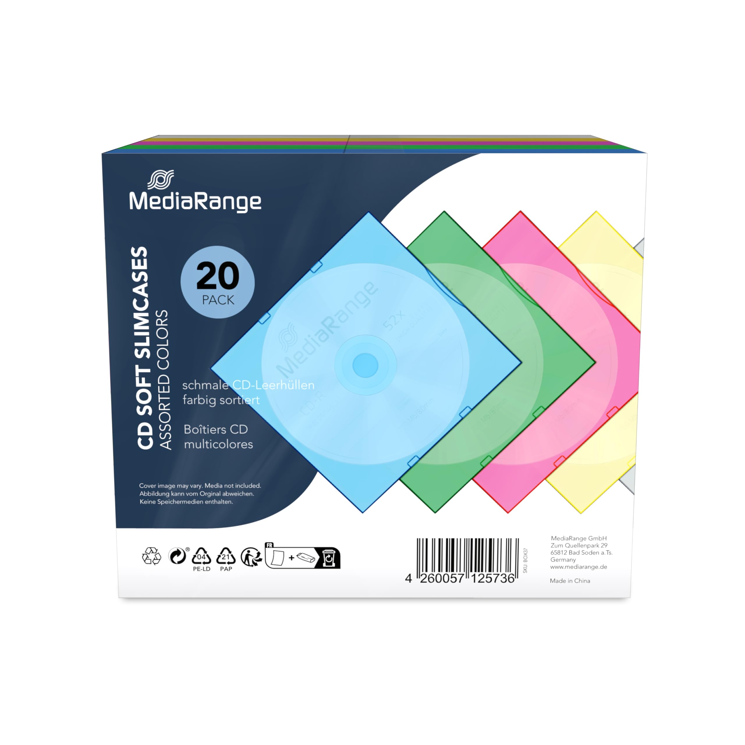 MediaRange CD Leerbox 20pcs Soft-SlimCase color (5x4) retail