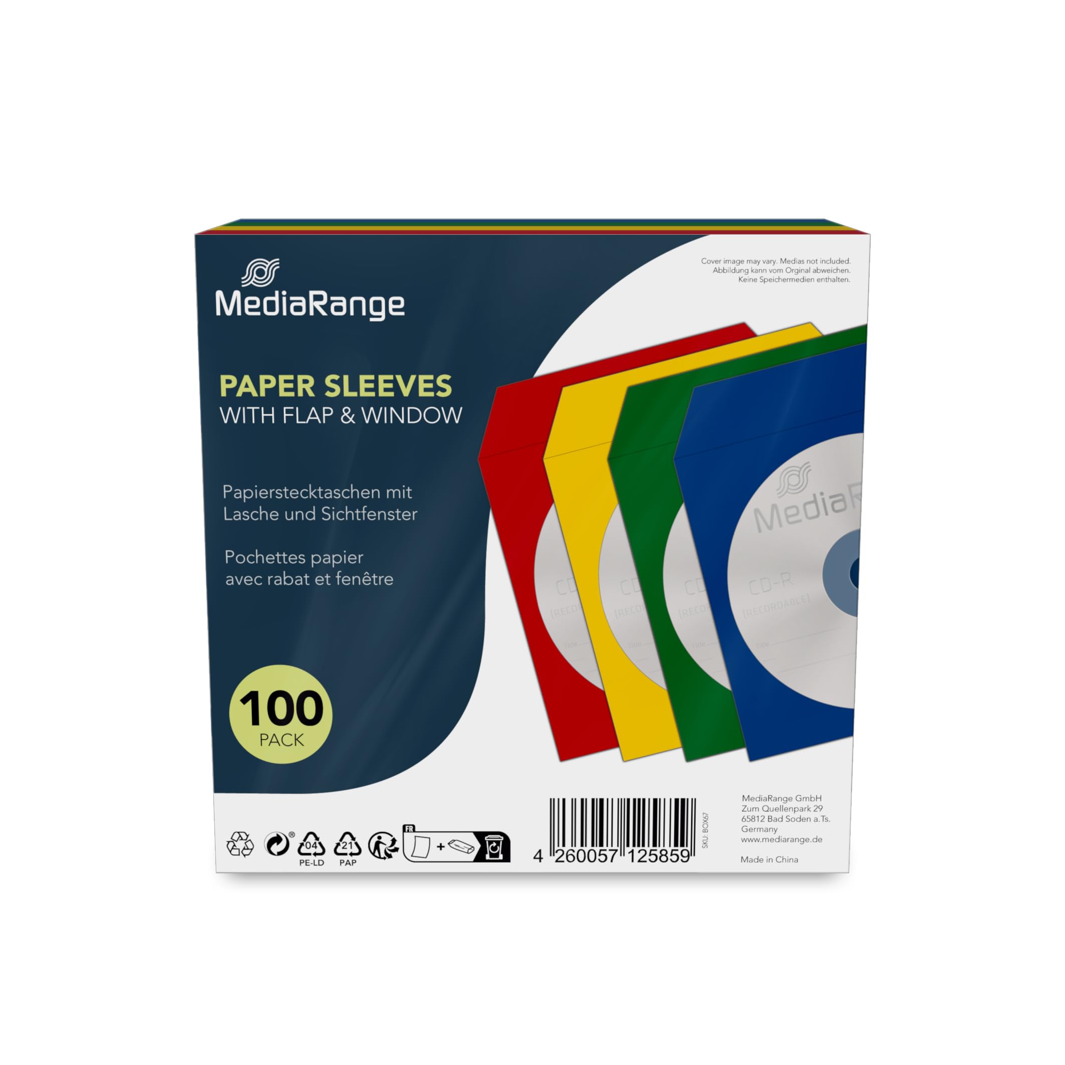 MediaRange CD/DVD Papierhüllen Color-Pack