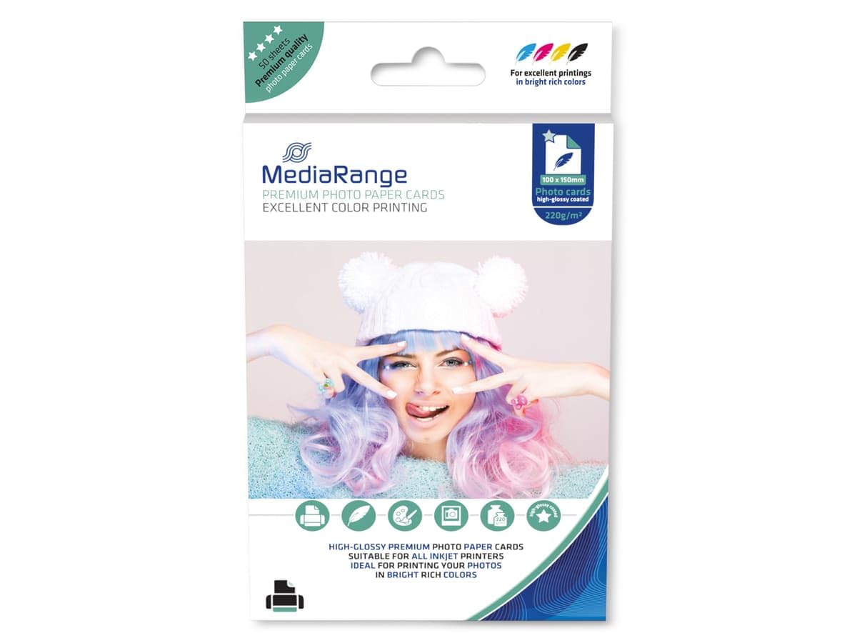 MediaRange Foto Papier hochglänzend 10x15cm 220g 50 Blatt