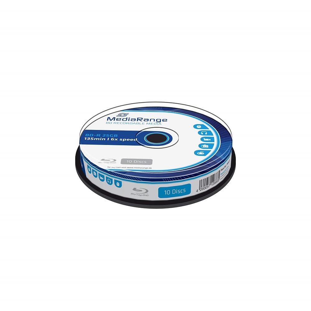 MediaRange Bluray 25GB 10pcs BD-R Spindel 6x