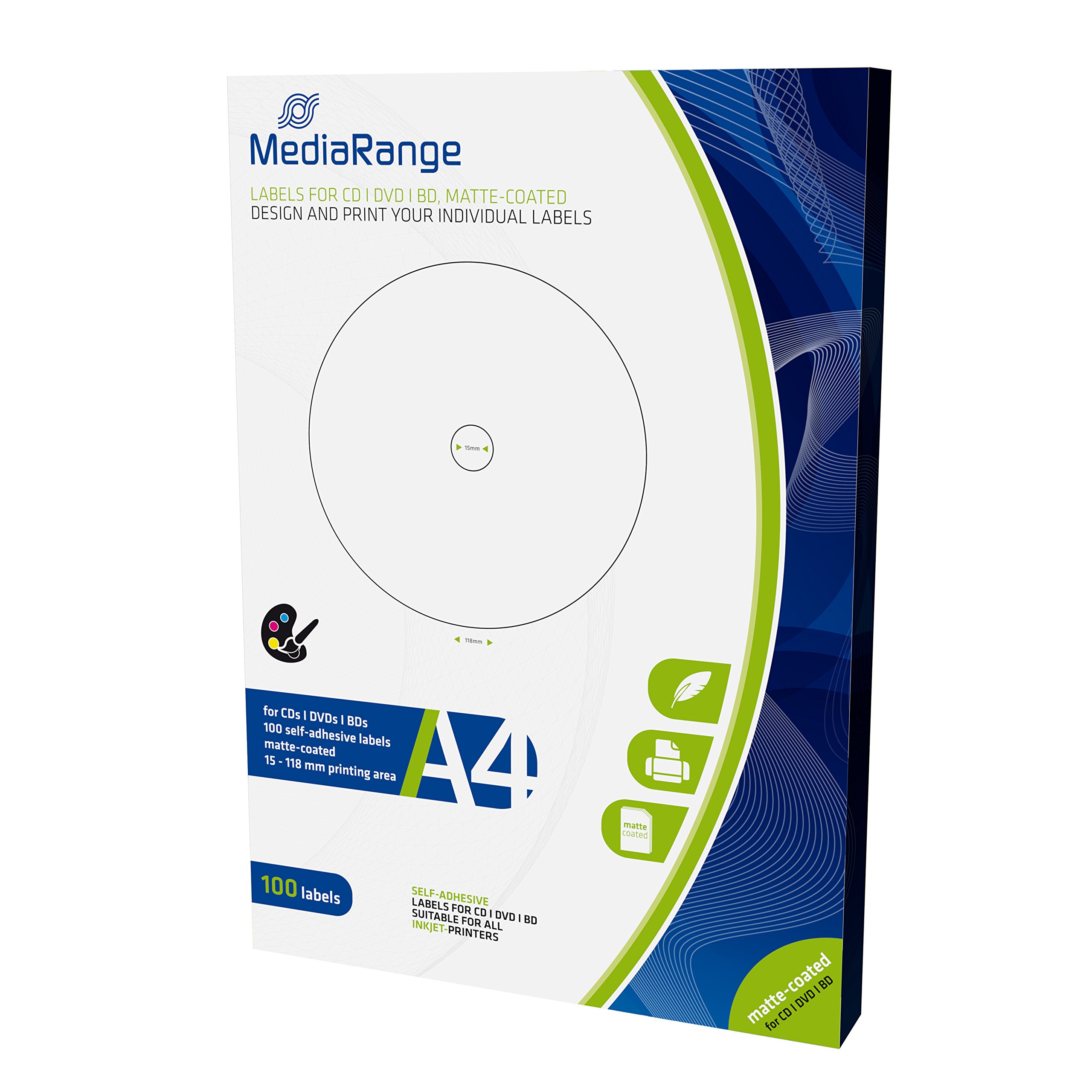 MediaRange CD/DVD/Blu-ray 50Labels/Pack (15mm-118mm)
