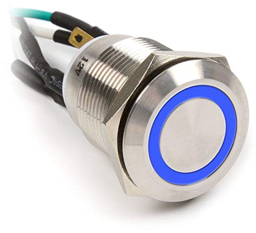 Impactics Vandalismustaster 19mm, IP67, blaue LED