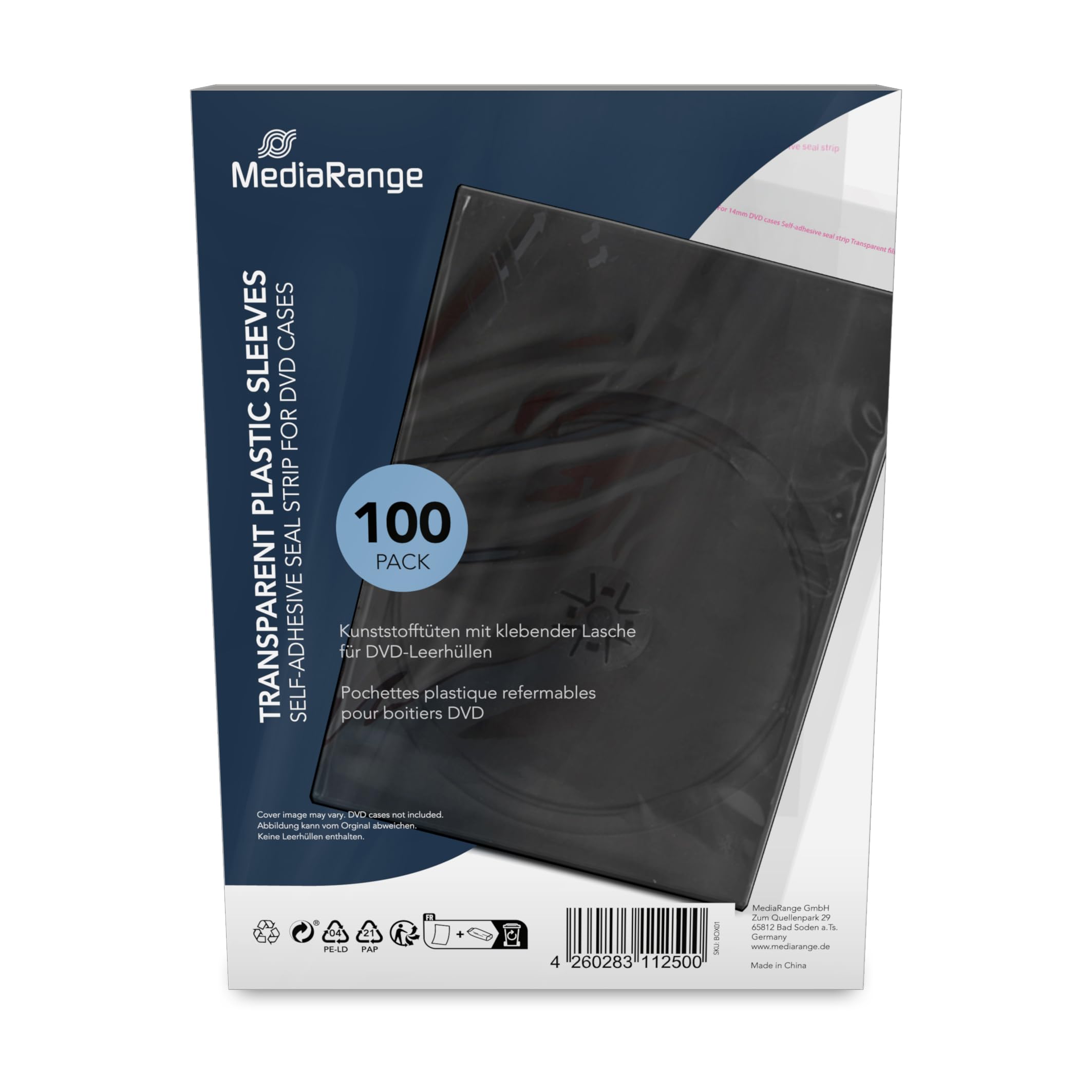 MediaRange Transparente 14mm DVD-Leerhüllen 100er-Pack