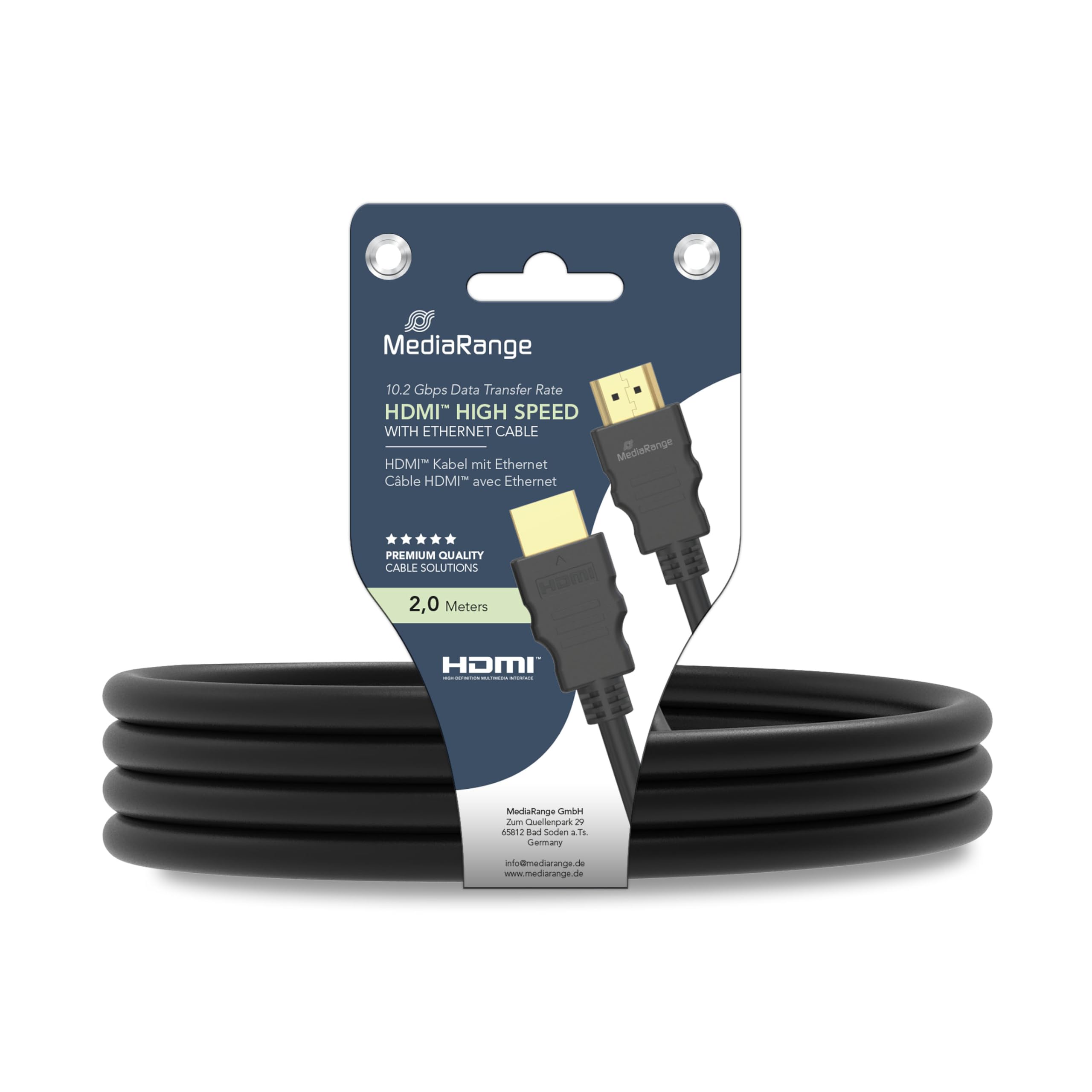 MediaRange HDMI HighSpeed Ethernet Anschlussk. 10.2Gibt/s 2m