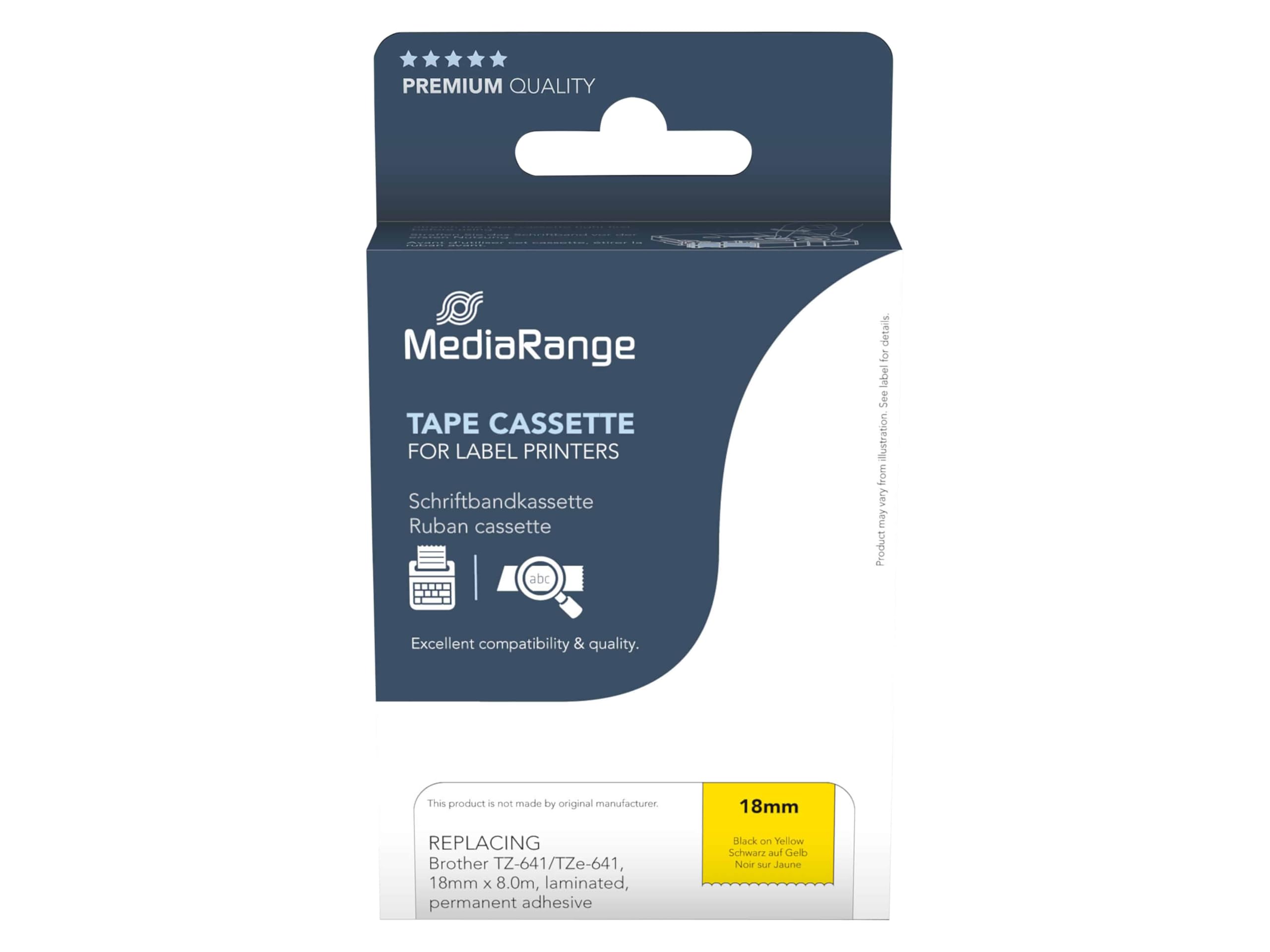 MediaRange Schriftbandka. Brother TZ-641/TZe-641 18mm 8m sw