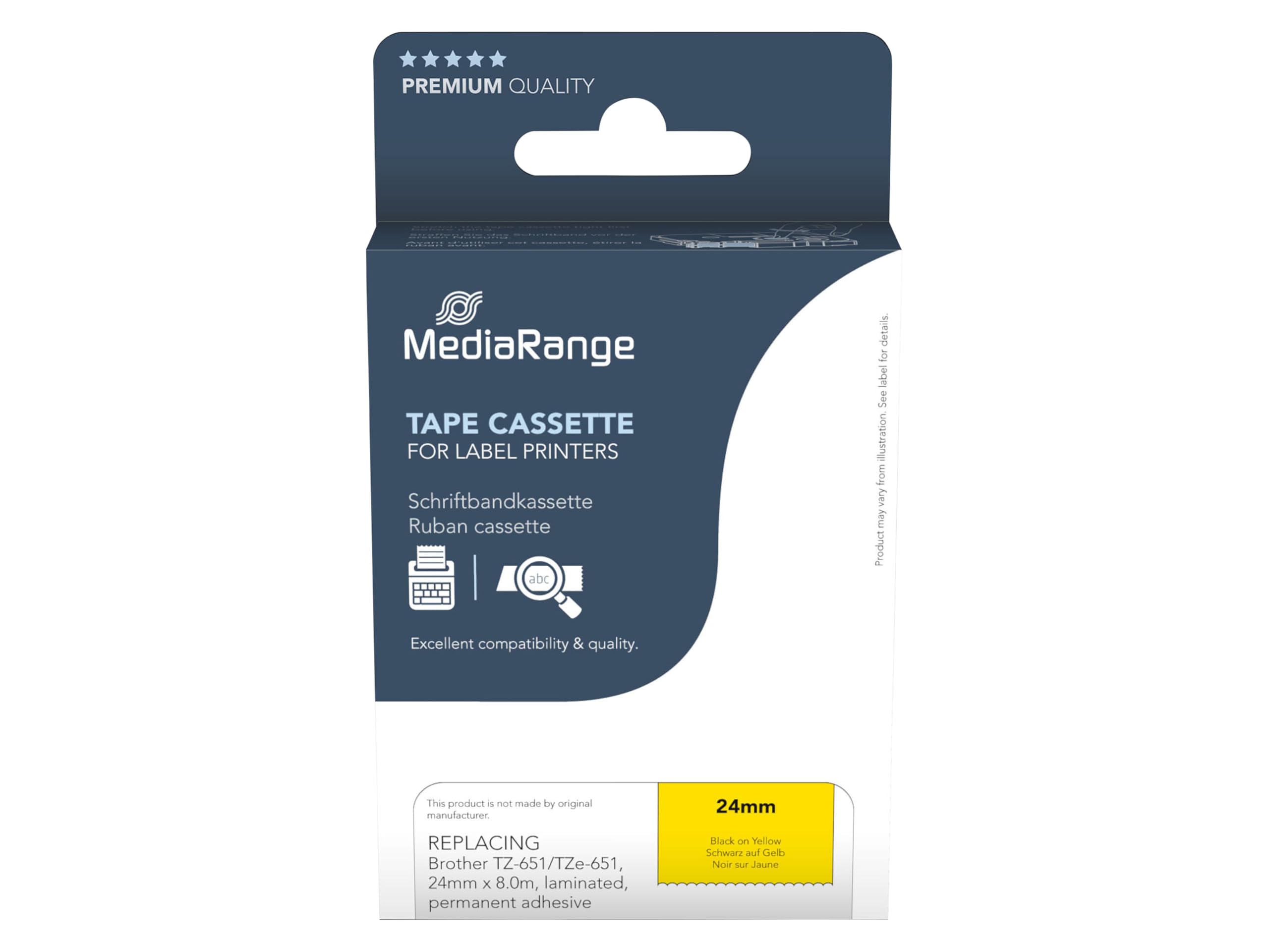 MediaRange Schriftbandka. Brother TZ-651/TZe-651 24mm 8m sw