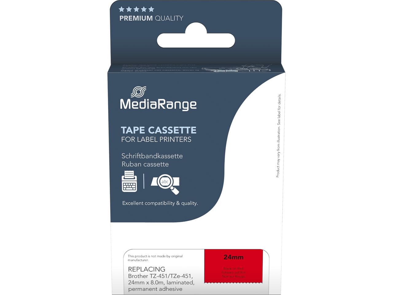 MediaRange Schriftbandka. Brother TZ-451/TZe-451 24mm 8m sw