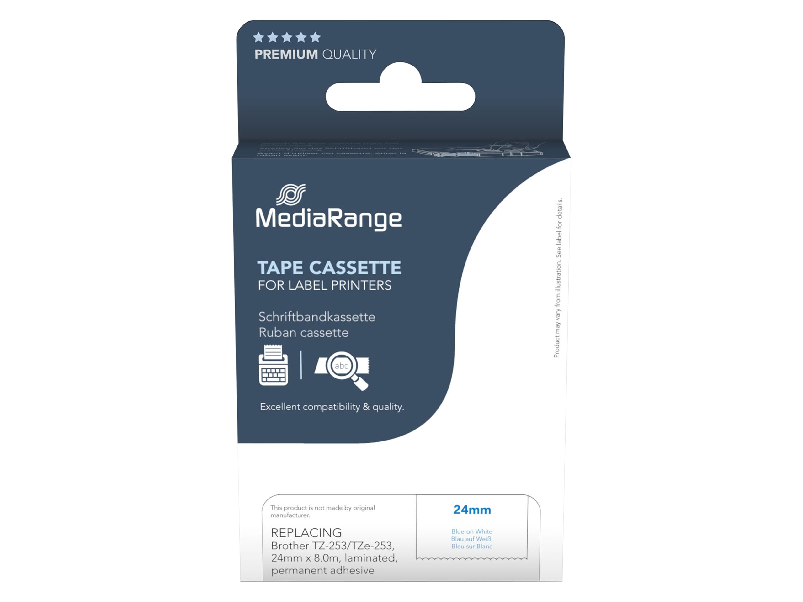 MediaRange Schriftbandka. Brother TZ-253/TZe-253 24mm 8m bl