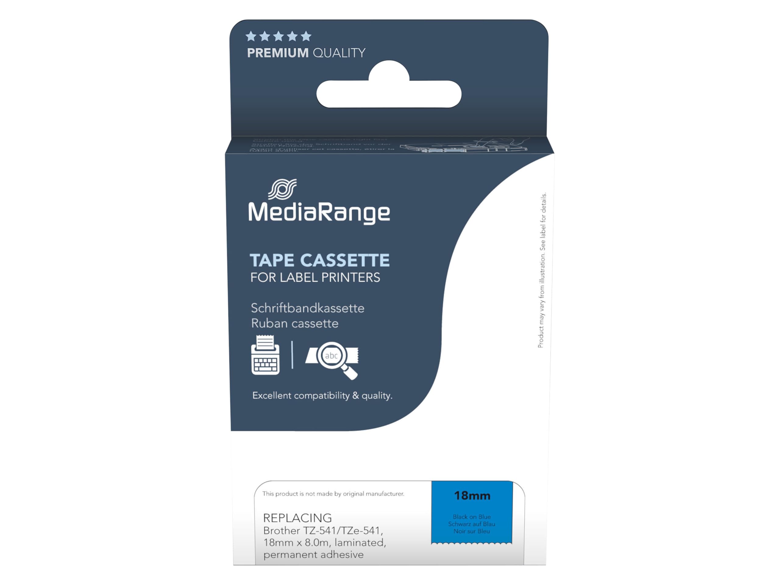 MediaRange Schriftbandka. Brother TZ-541/TZe-541 18mm 8m sw