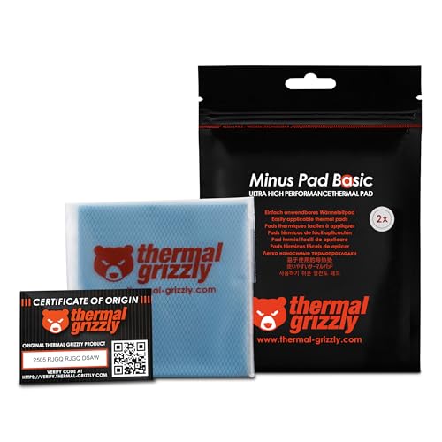 Thermal Grizzly Lot de 2 Pads Thermiques  Minus Pad Basic 100x100x2mm (Noir)