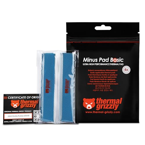 Thermal Grizzly Lot de 4 Pads Thermiques  Minus Pad Basic 120x20x3mm (Noir)