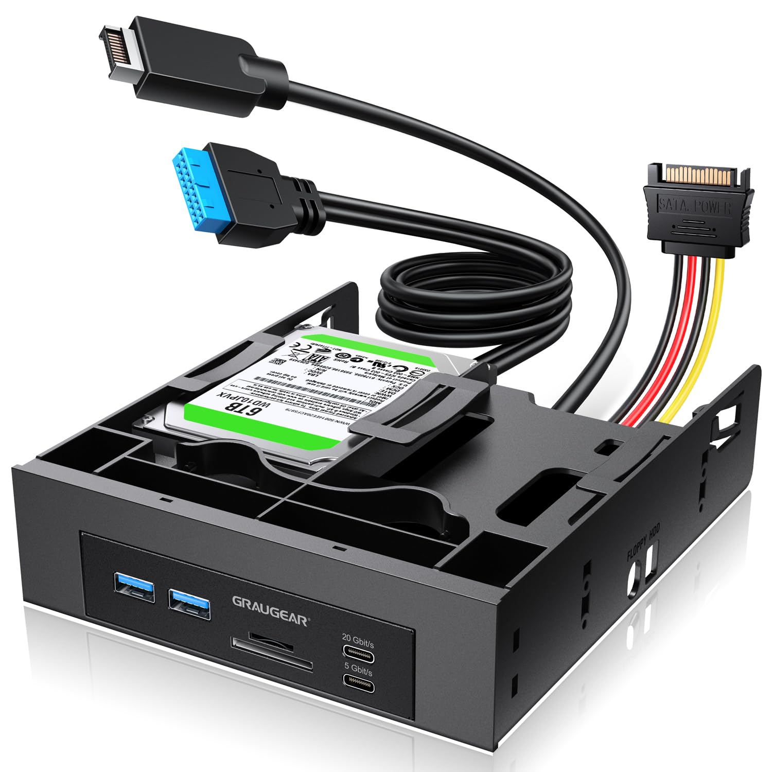 Graugear GRAUGEAR USB-HUB+Kartenleser Frontpanel m. 2,5