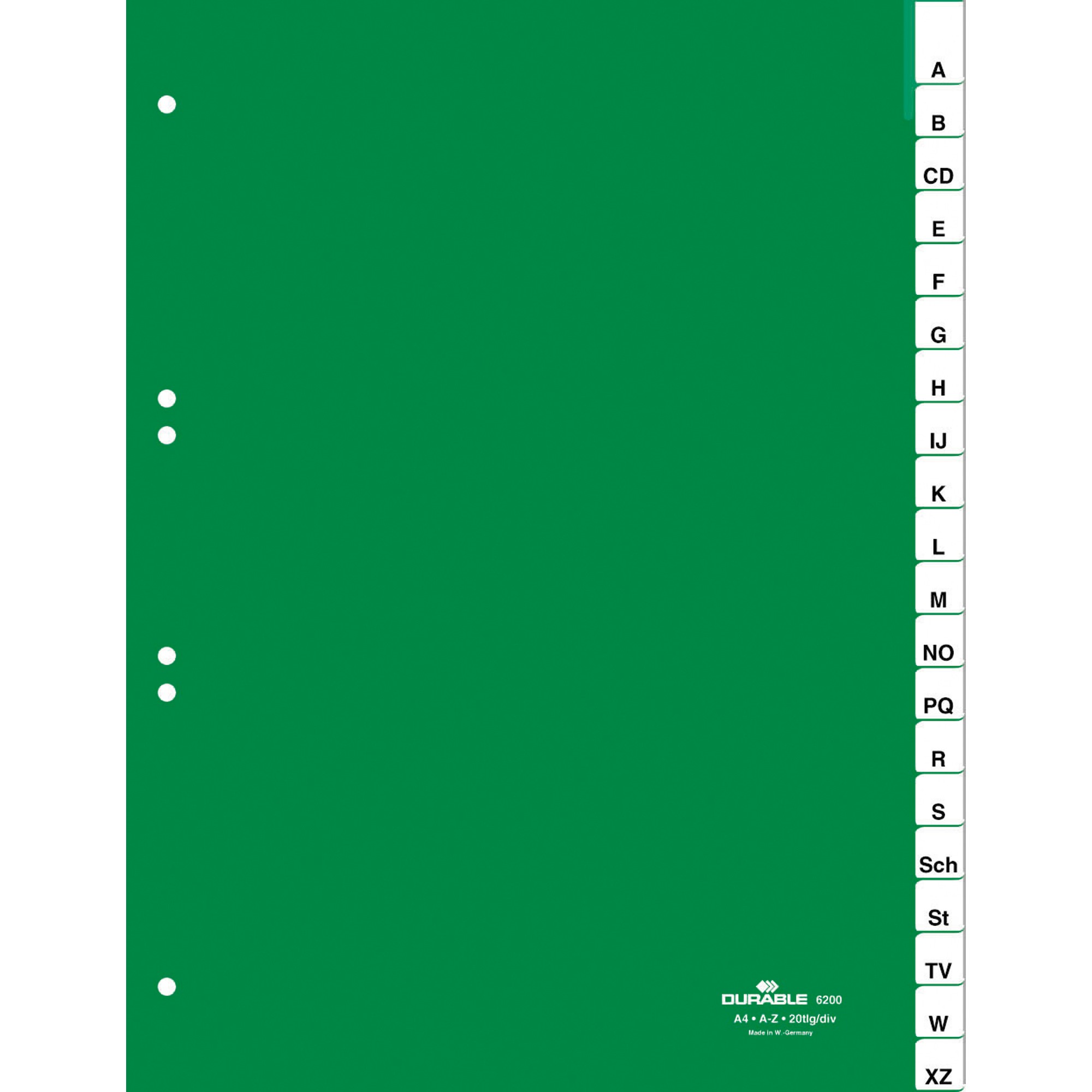 Durable DURABLE A-Z Register A4 Universallochung 20 Blatt farb. Verl