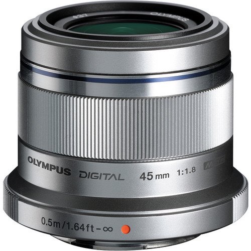 Olympus M.ZUIKO DIGITAL 45mm 1:1.8 monture Micro Four Thirds Argent