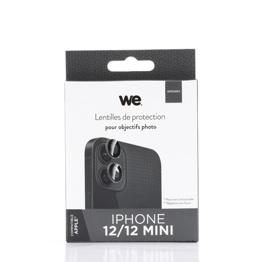 WE Protection d'objectifs appareil photo iPhone 12/12 MINI transparent/noir