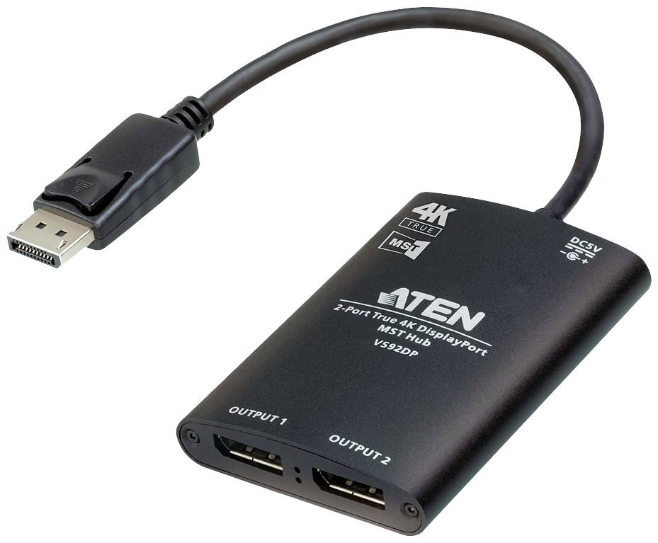 Aten 2-Port True 4K DisplayPort MST Compact Splitter with Fixed DisplayPort Input