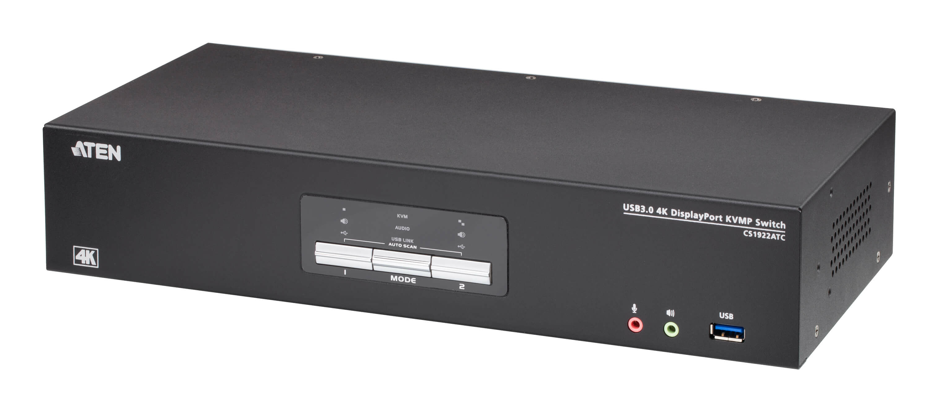 Aten 2-Port USB True 4K DisplayPort KVM Switch with USB 3.0 Peripheral Support ATC Resolution Support Zero-Second Switching and Power Redundancy