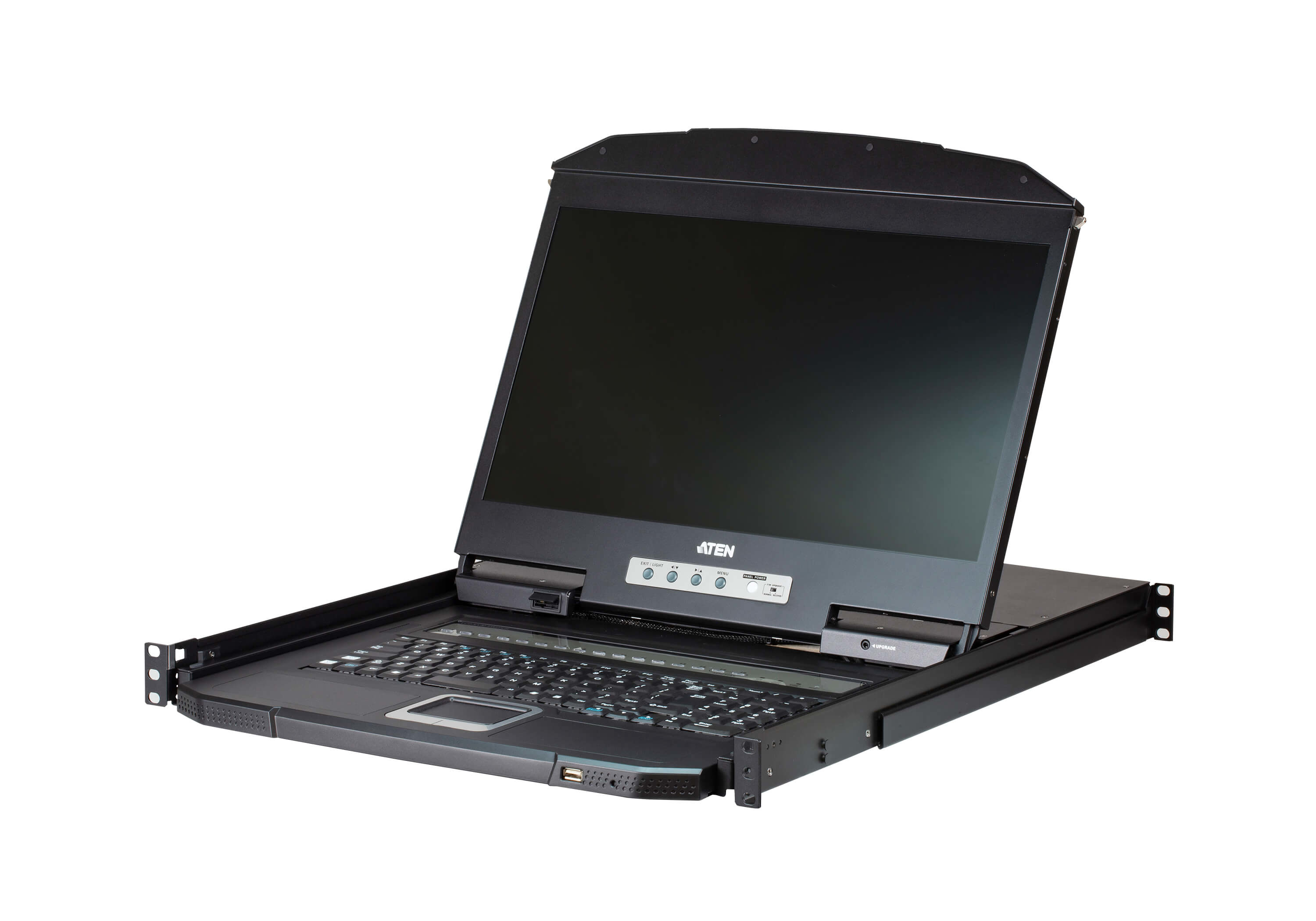 Aten 8-Port PS/2-USB VGA Single Rail WideScreen LCD KVM Switch-Swiss german Keyboard