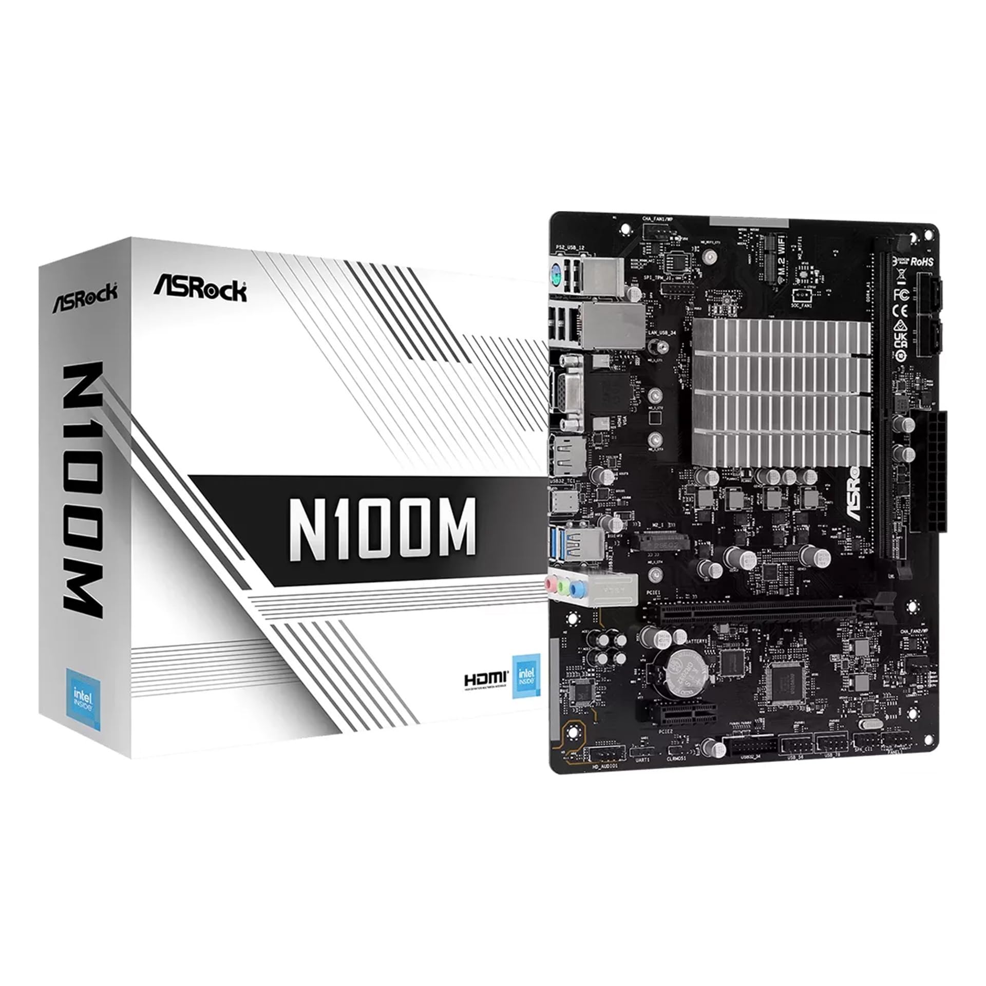 ASROCK Carte Mère N100M avec Processeur Intel N100 (3,4Ghz) - Micro ATX