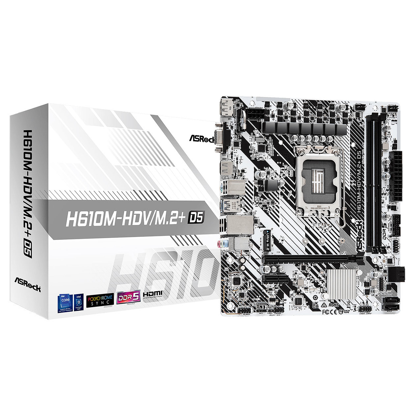 ASROCK Carte Mère H610M-HDV/M.2+ DDR5 (Intel LGA 1700) Micro ATX
