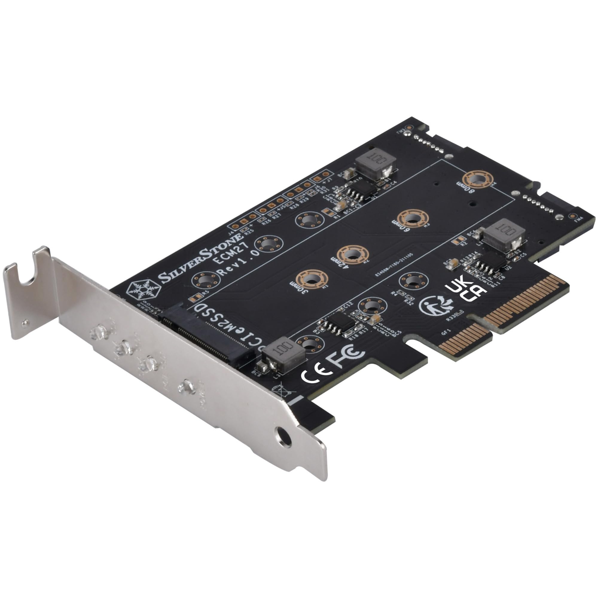 SILVERSTONE SST-ECM27 M.2/SATA Adapterkarte, PCIe 4.0, 1x M-Key, 2x SATA 6G