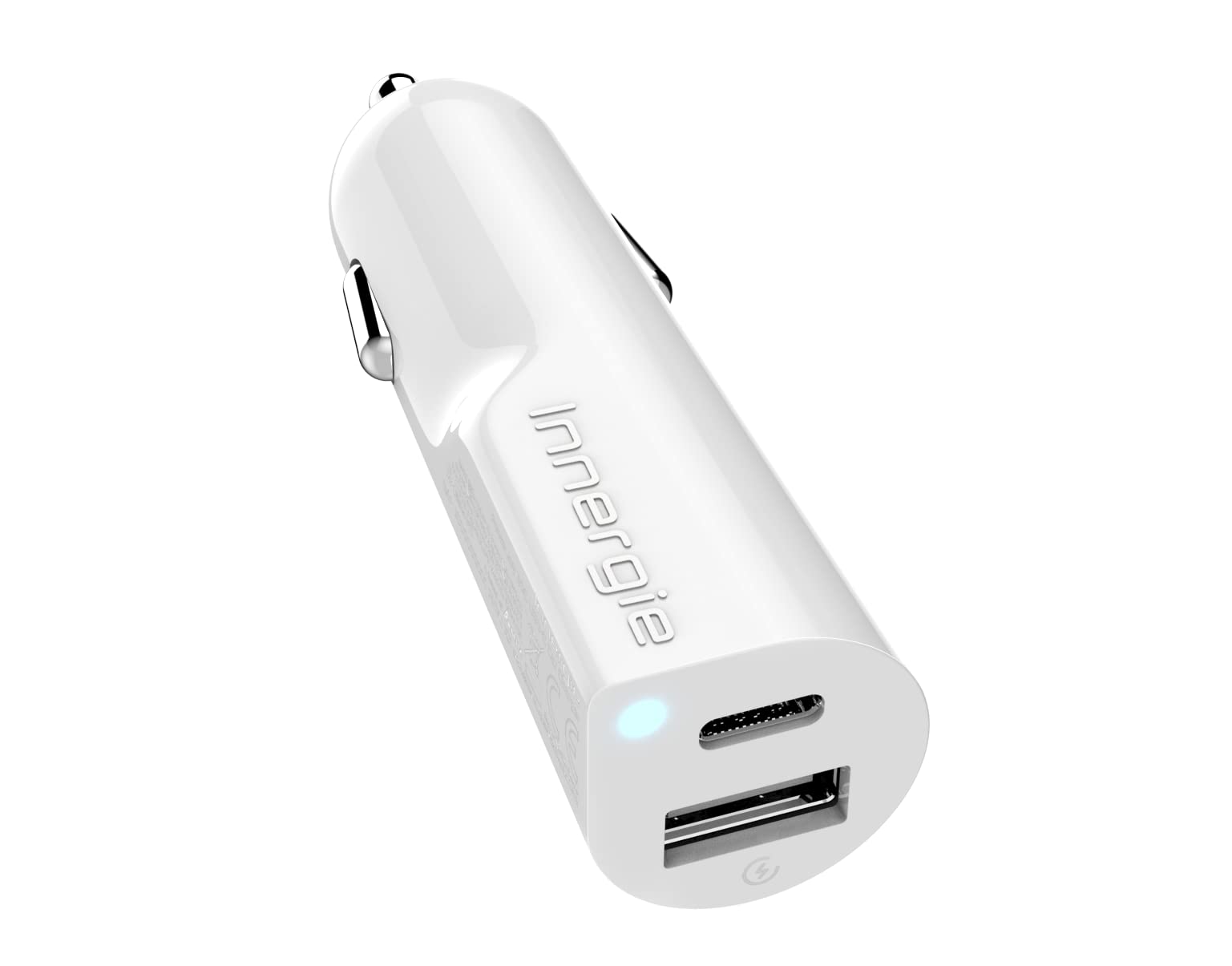 INNERGIE  PowerJoy 30D Le plus petit chargeur de voiture USB-C 30W Deux ports USB-C 5V / 3A 9V / 2A USB-A 5V / 2.4A