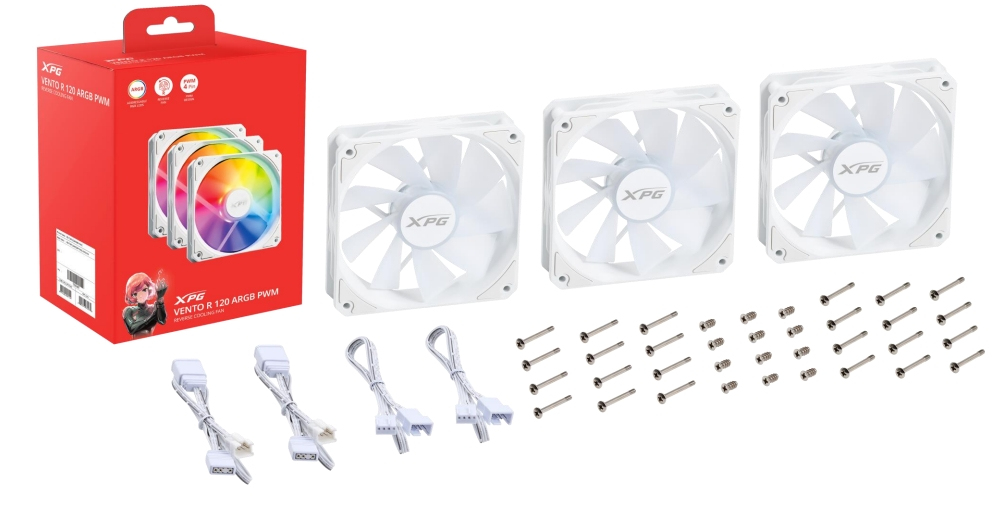 ADATA Lüfter XPG VENTO R 120 (120mm ARGB PWM Fan 3er) weiß retail