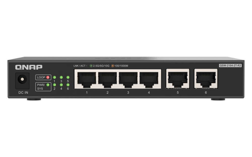 QNAP QNAP QSW-2104-2T-R2 2 ports 10GbE RJ45 5 ports 2.5GbE RJ45 unmanaged switch