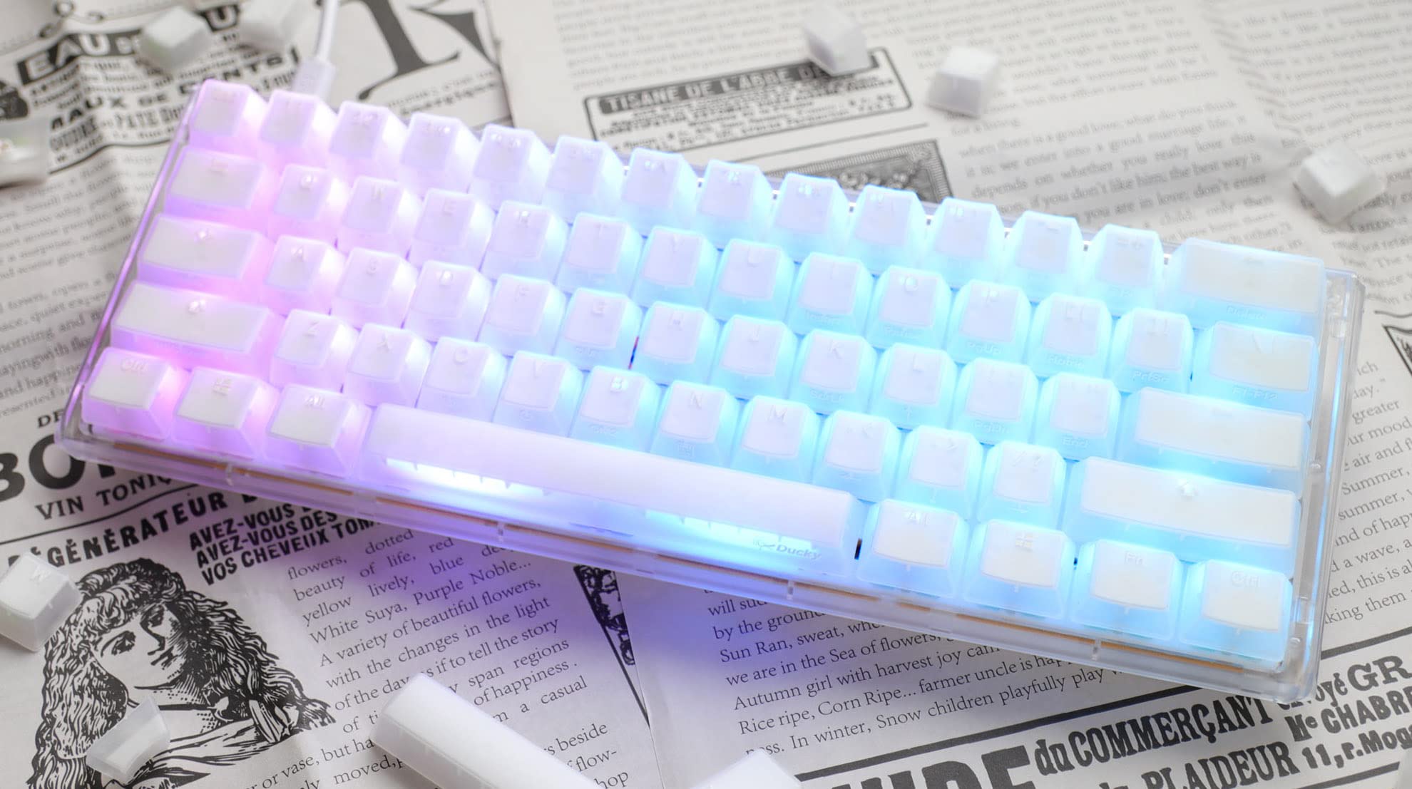Ducky One 3 Aura White Mini Keyboard Keyboard, RGB LED