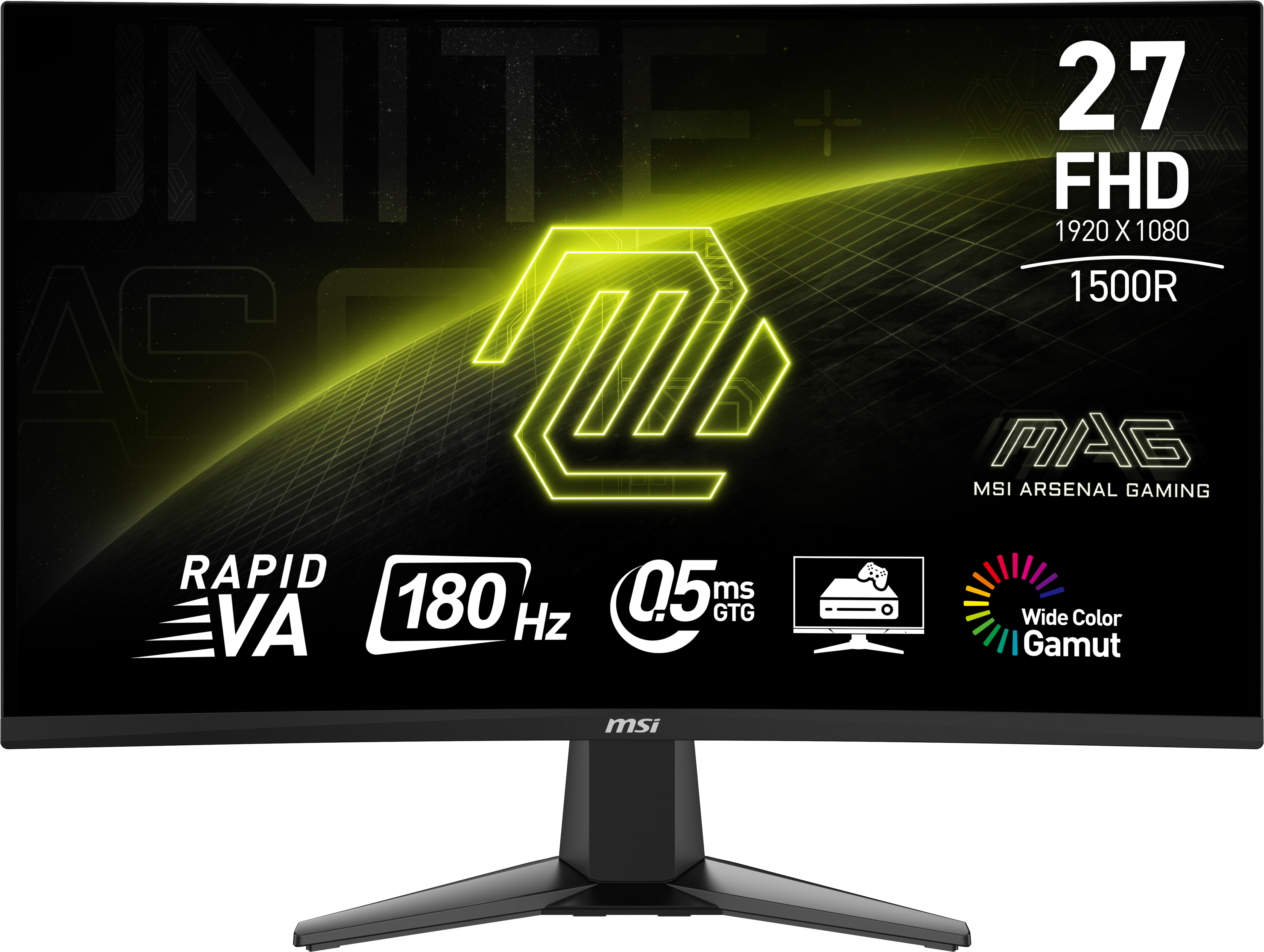MSI MAG 27C6F 27i Rapid VA Curve 1500R 1920x1080 180Hz 1ms 3y Warranty