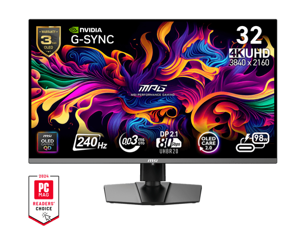 MSI MPG 322URXDE QD-OLED, 31,5 Pouces Gaming Monitor, 240 Hz, QD OLED, Adaptive Sync
