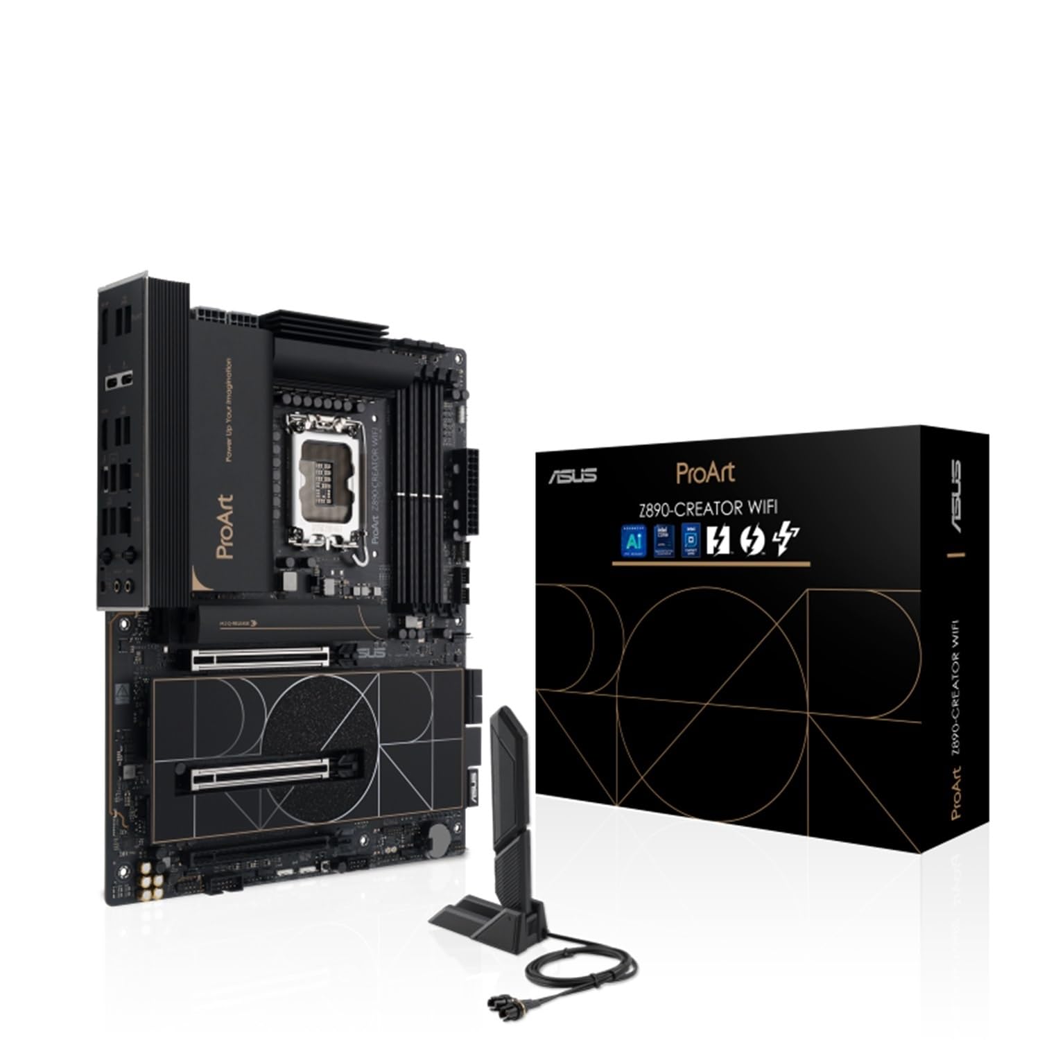 ASUS Modèle du produit : PROART Z890-CREATOR WIFI LGA1851 4xDDR5 ATX MB 4xSATA 1xHDMI 2.1 3xThunderbolt 5xM.2