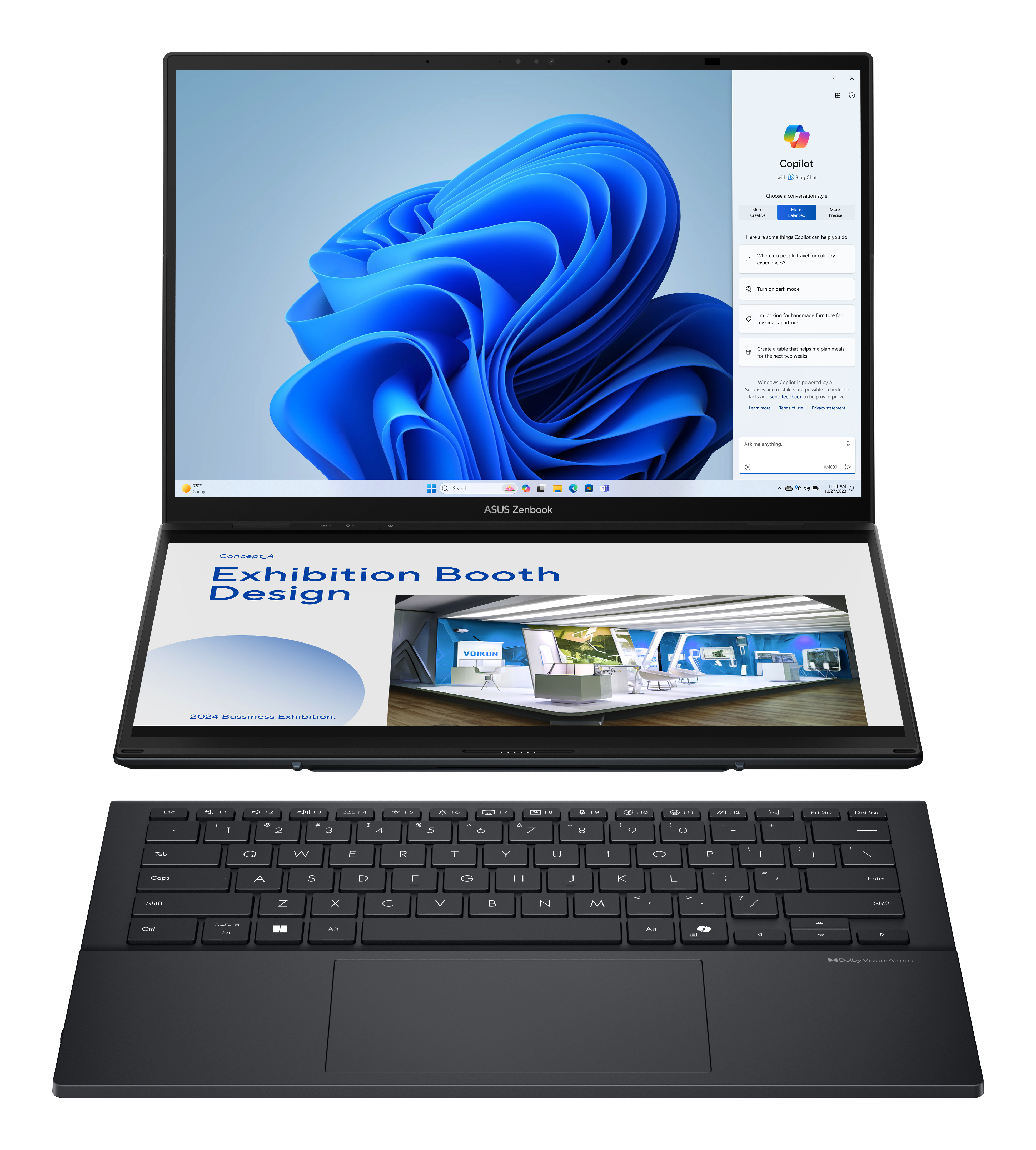 ASUS PC Portable Double Écran Zenbook Duo 14 pouces Intel Core Ultra 9 32 Go RAM 2 To SSD QWERTY