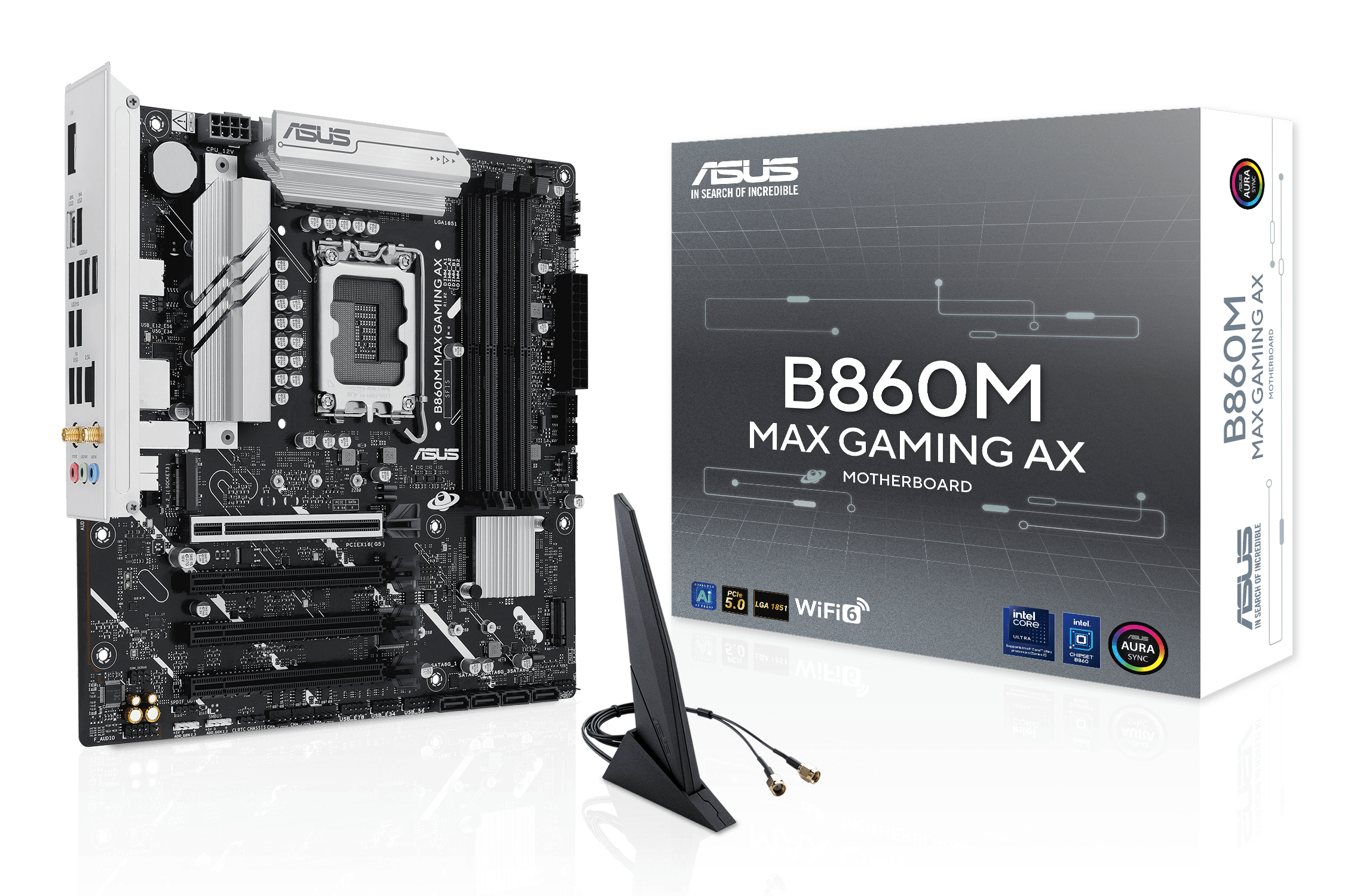 ASUS Intel B860 LGA 1851 mATX motherboard Advanced AI DDR5 PCIe 5.0 x16 3xM.2 1xDisplayPort 4xSATA
