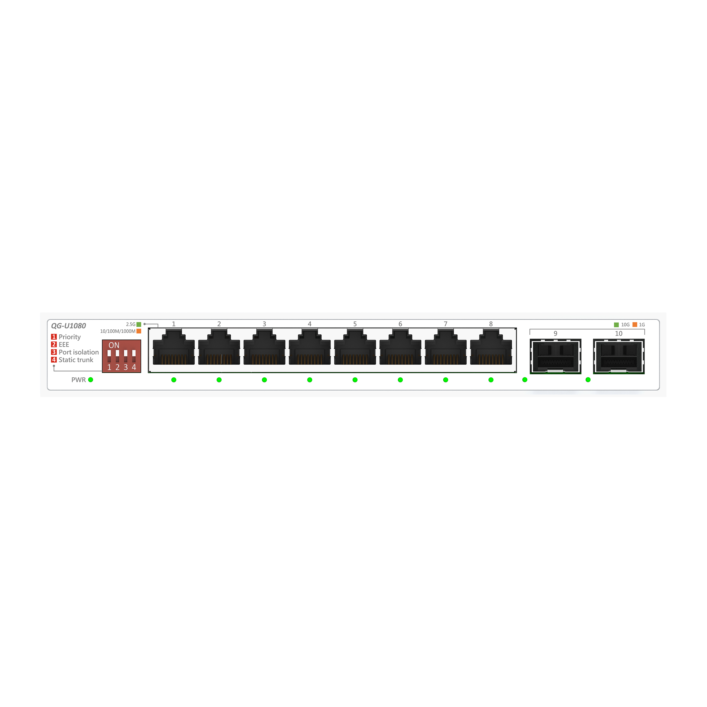 ASUS QG-U1080 Commutateur non administrable 5 ports 2.5G et 2 ports 10G SFP+ prenant en charge 4 modes intelligents