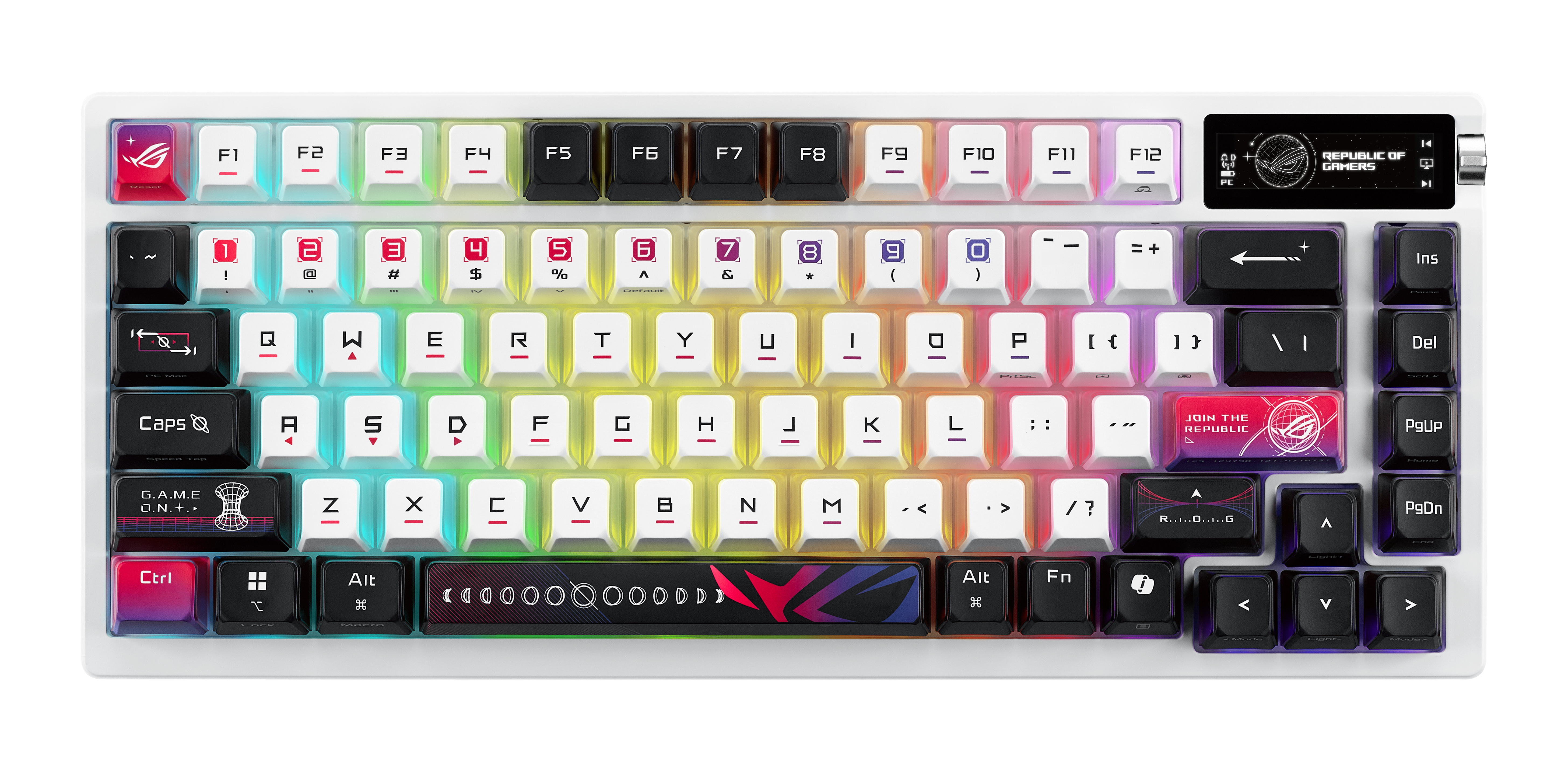 ASUS Clavier ASUS ROG Azoth X Blanc 75 % OLED RGB Sans fil NX Snow V2 Macros PBT QWERTY