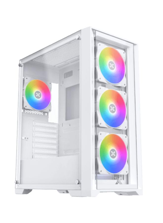 Xigmatek Boitier Moyen Tour E-ATX Quantum RGB avec panneaux vitrés (Blanc)