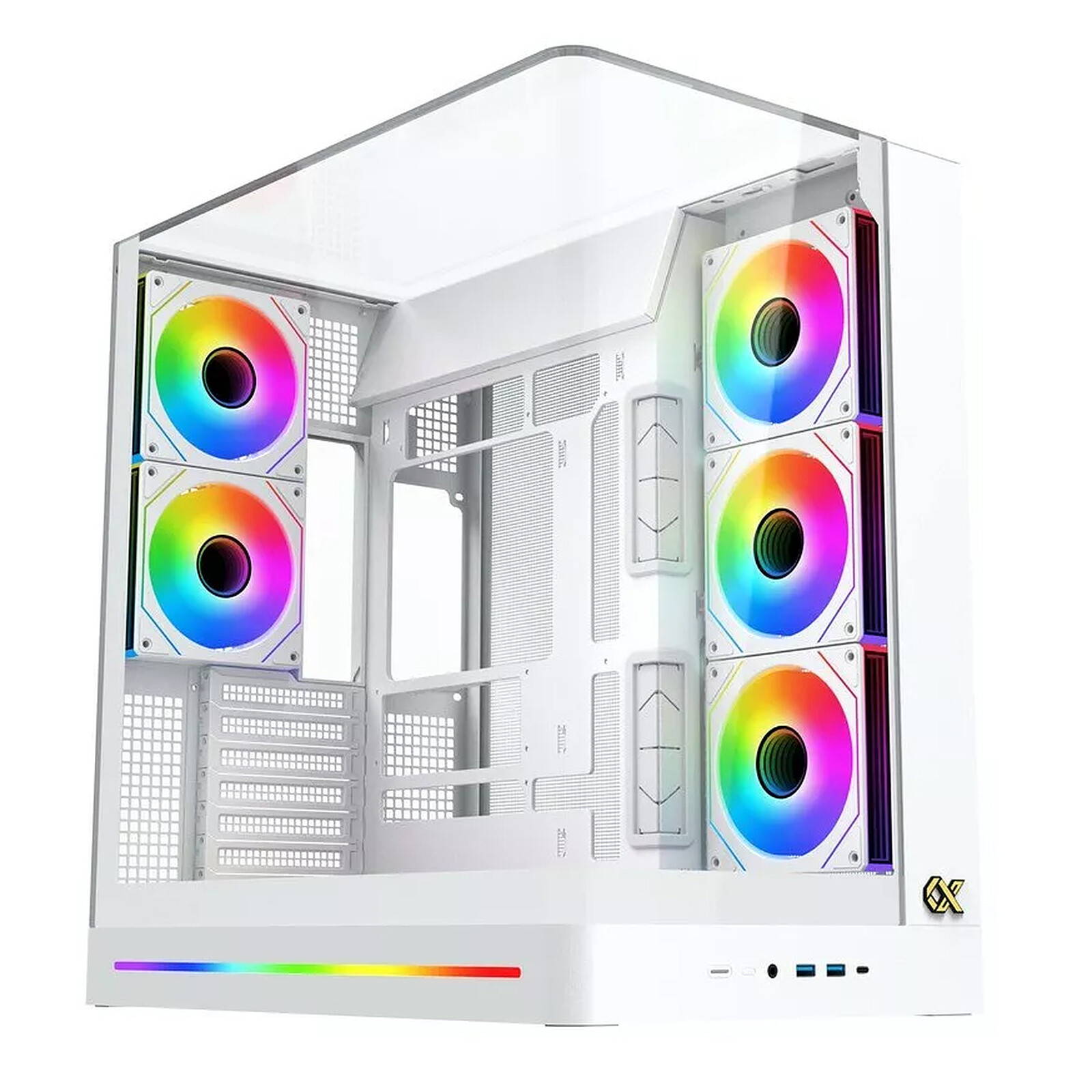 Xigmatek Boitier Moyen Tour E-ATX Pano II RGB avec panneaux vitrés (Blanc)