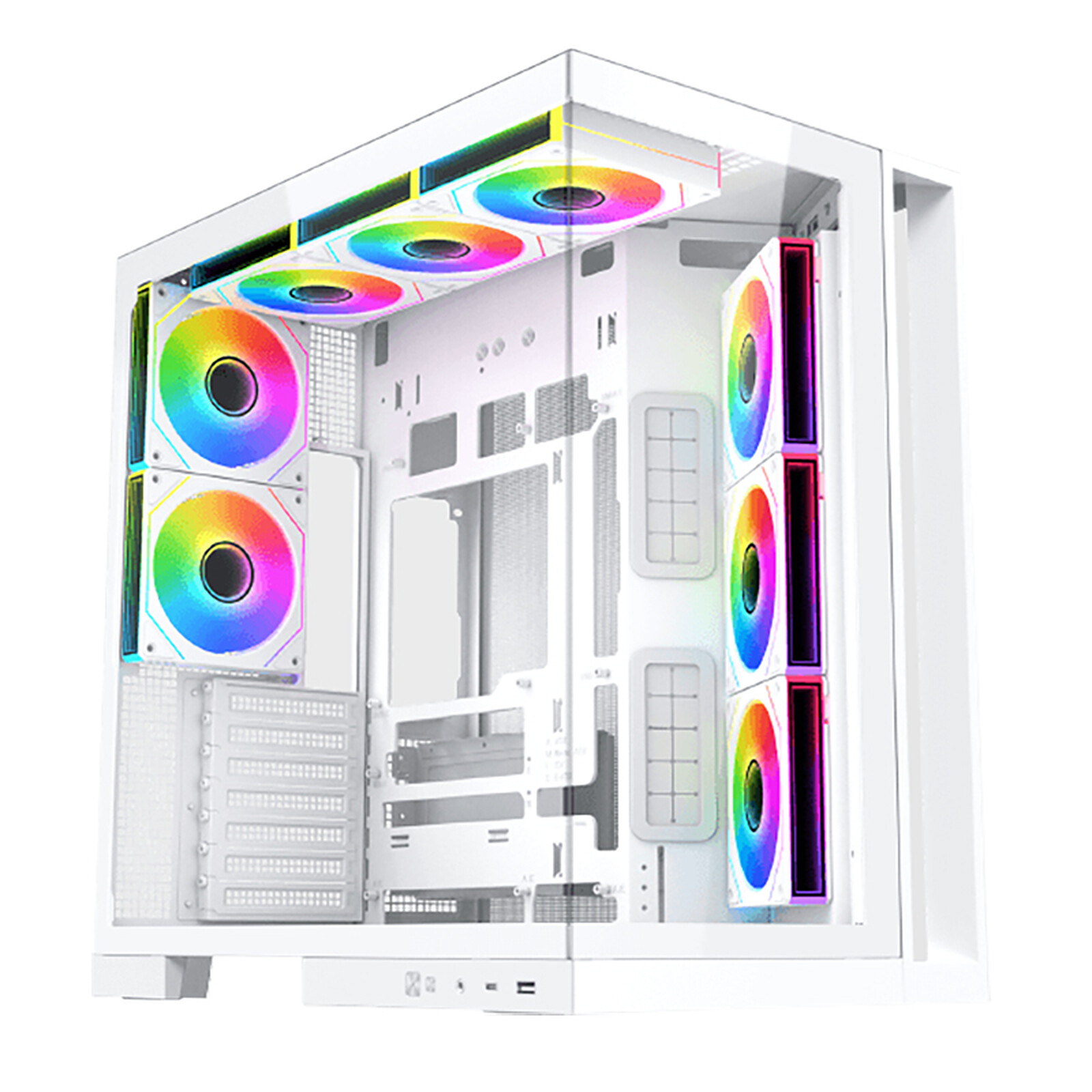 Xigmatek Boitier Moyen Tour ATX Aqua 7 RGB avec panneaux vitrés (Blanc)
