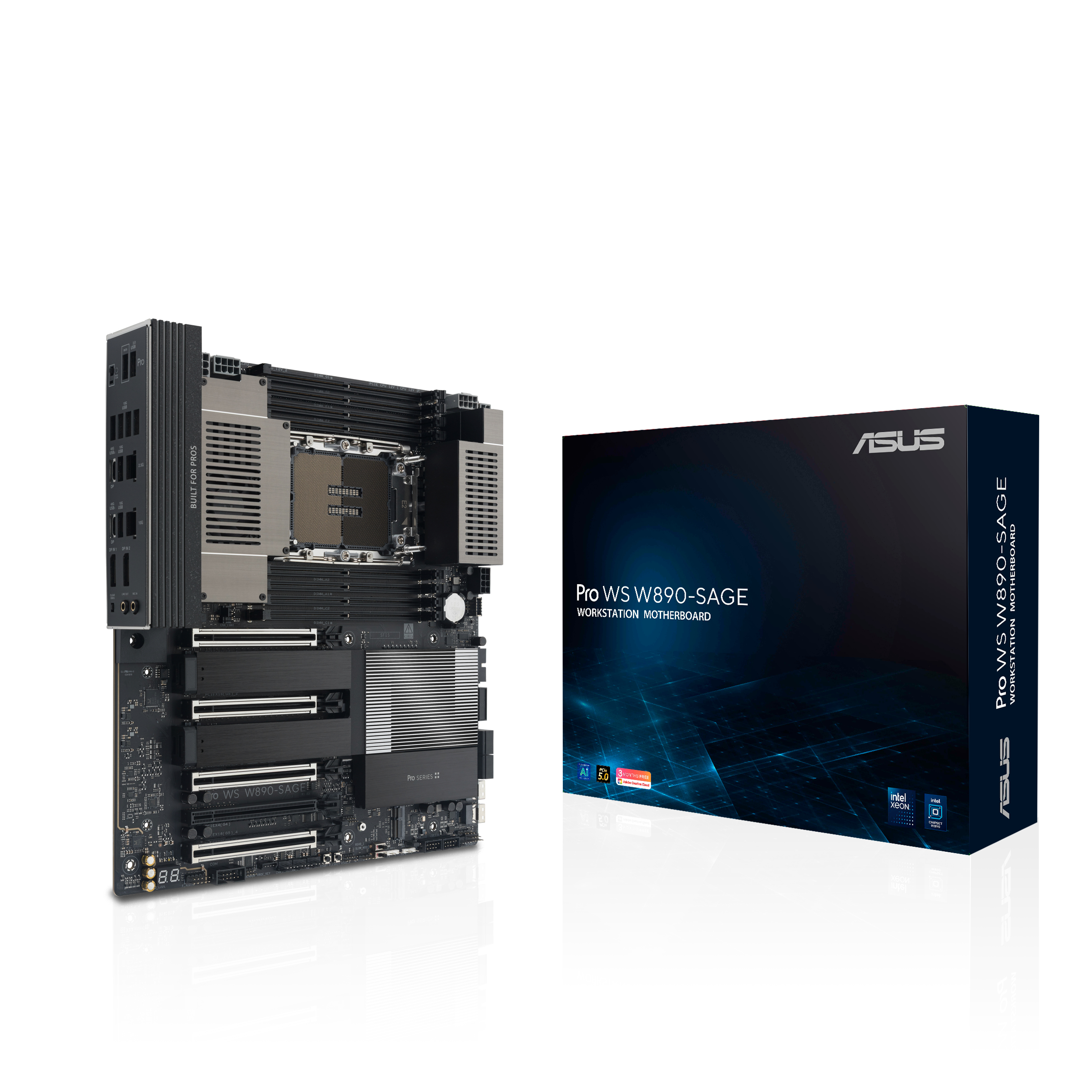 ASUS PRO WS W890-SAGE LGA4710-2 EEB workstation motherboard 8xDDR4 4xPCIe 5.0 4xM.2 4xSATA