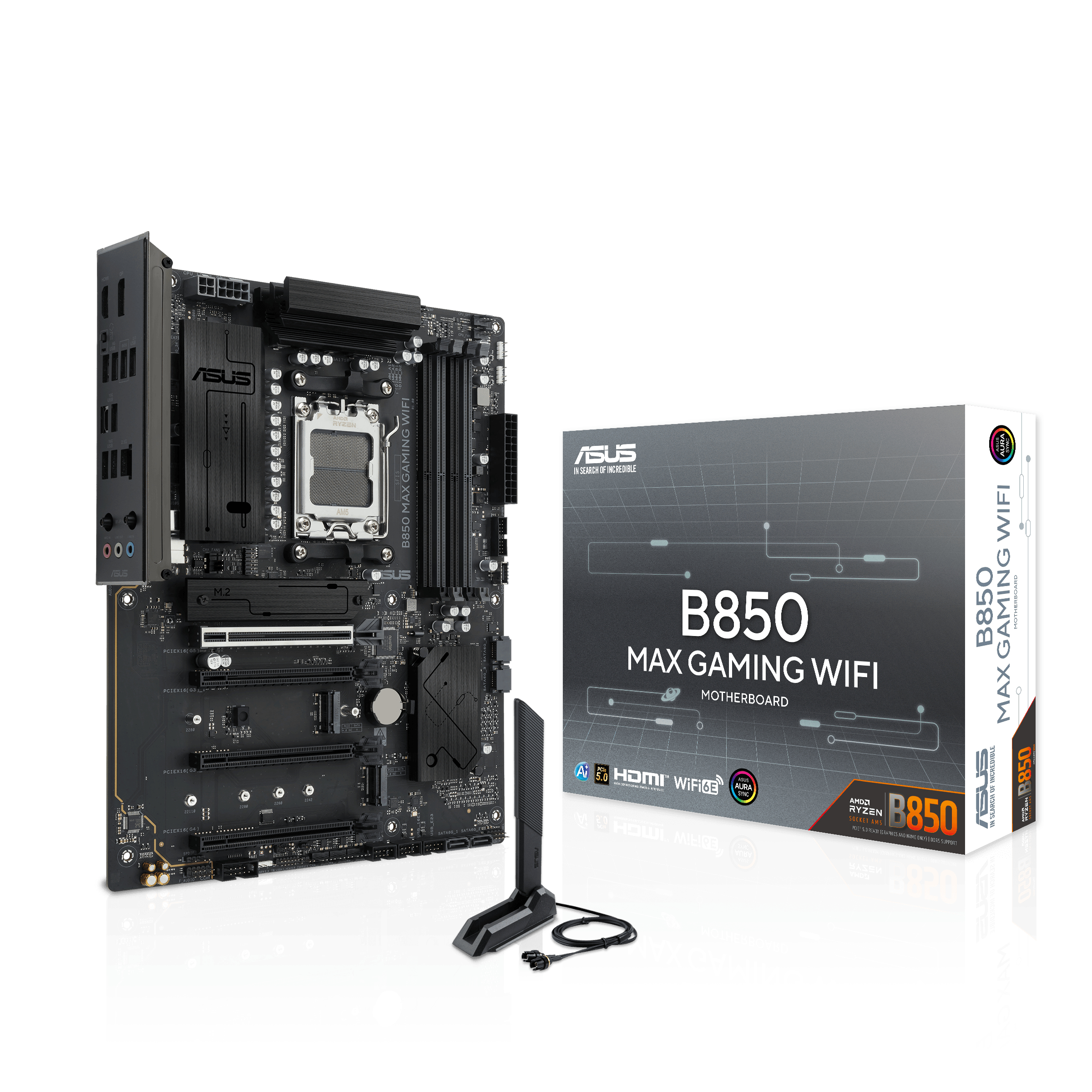 ASUS B850 MAX GAMING WIFI ATX motherboard 4xDDR5 1xPCIe 5.0 3xM.2 1xHDMI 1xDisplayPort 4xSATA