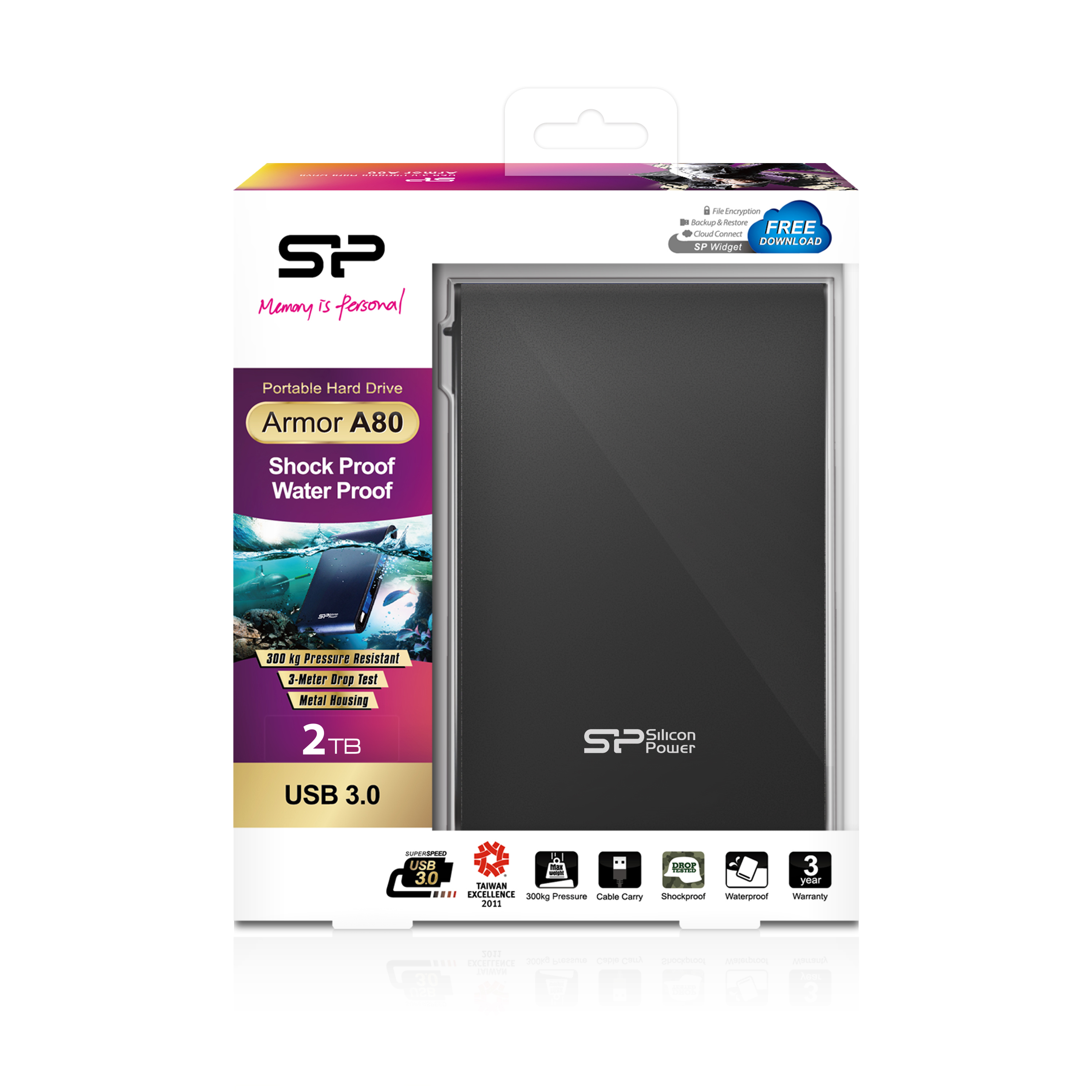 SILICON POWER SILICON POWER External HDD Armor A80 2.5p 2To USB 3.0 IPX7 waterproof Black