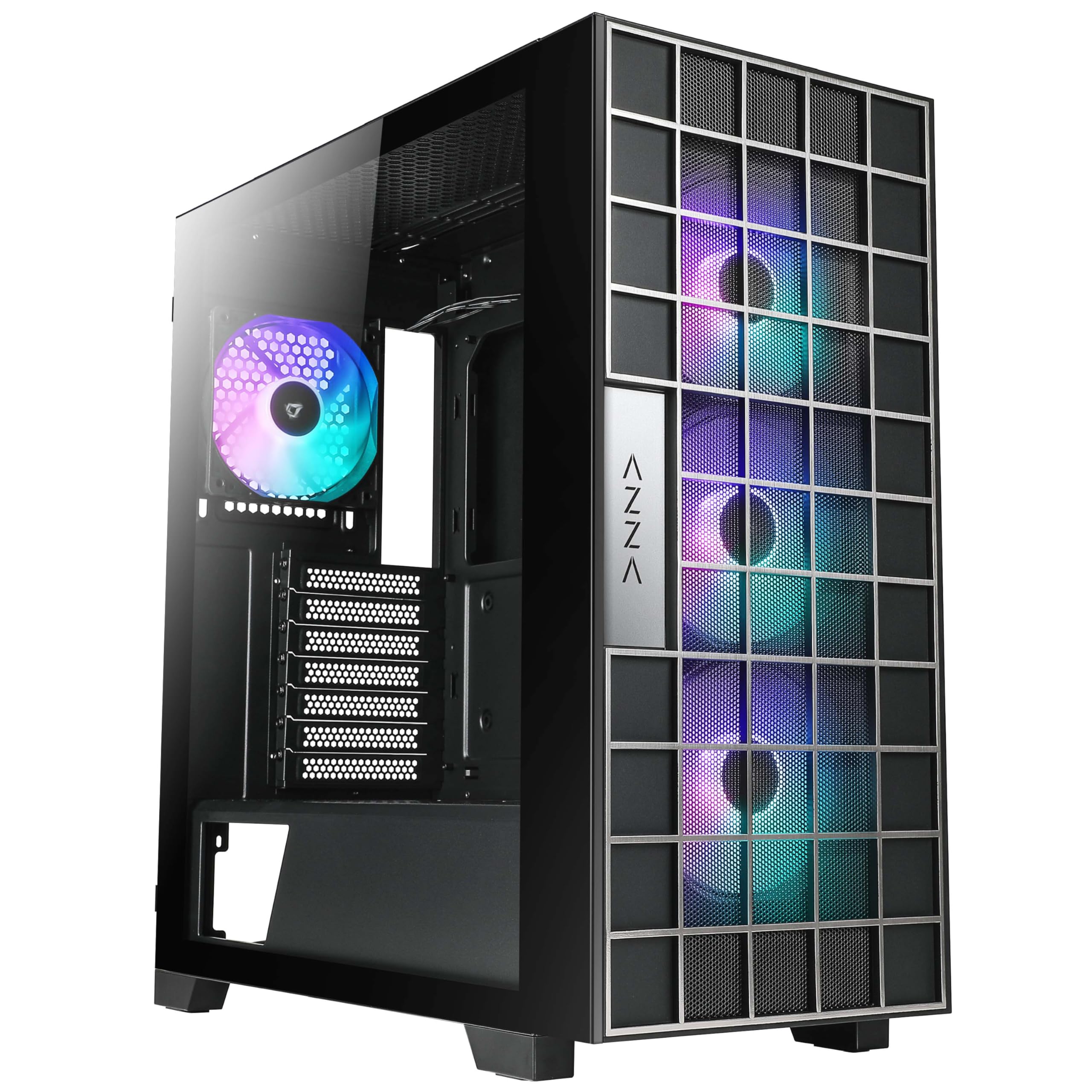 Azza Boitier Moyen Tour ATX Neo RGB avec panneau vitré (Noir)