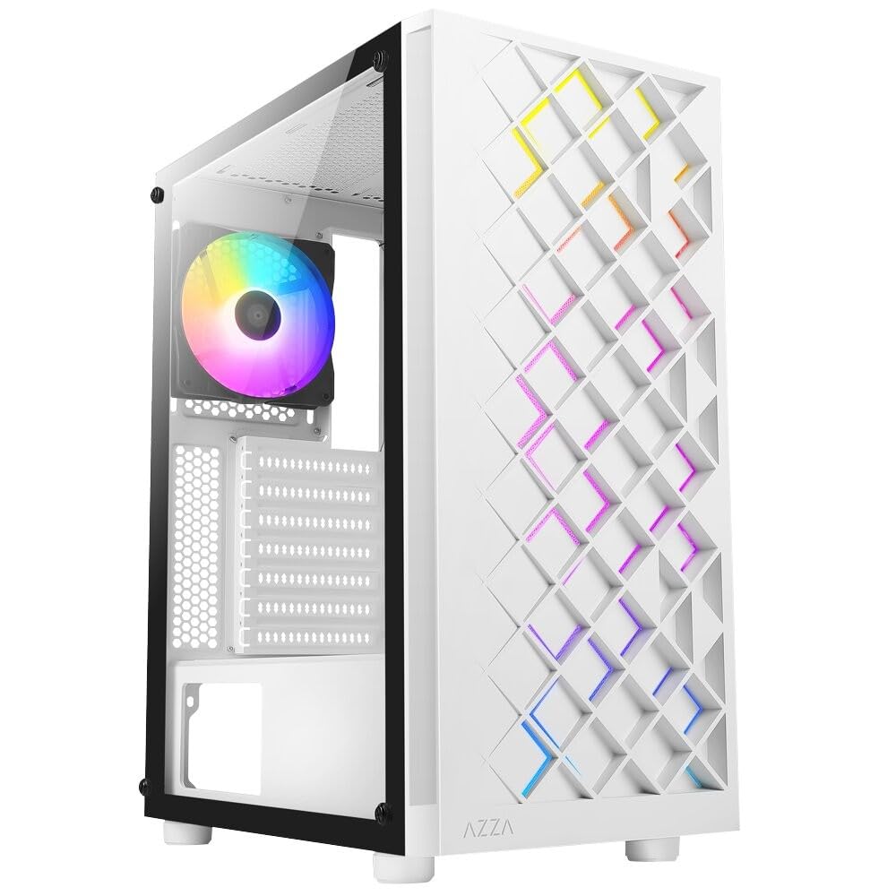 Azza Boitier Moyen Tour ATX Spectra RGB avec panneau vitré (Blanc)