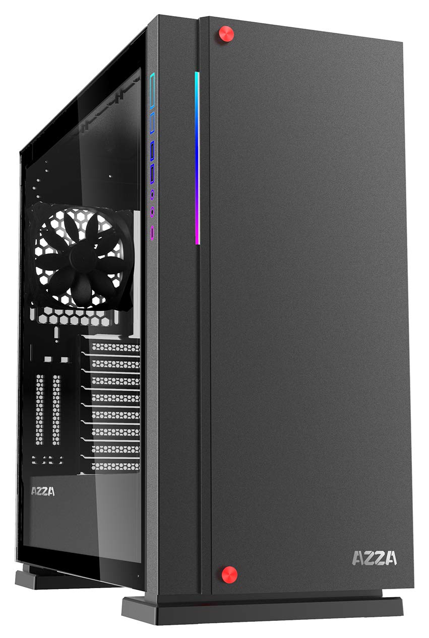 Azza Boitier Moyen Tour ATX Zircon RGB avec panneau vitré (Noir)