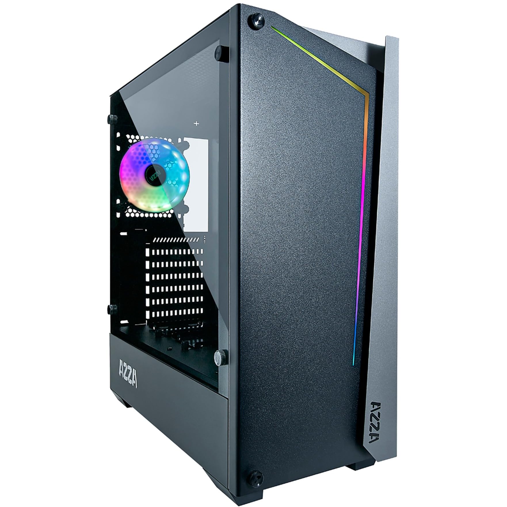Azza Boitier Moyen Tour ATX Apollo RGB avec panneau vitré (Noir/Gris)