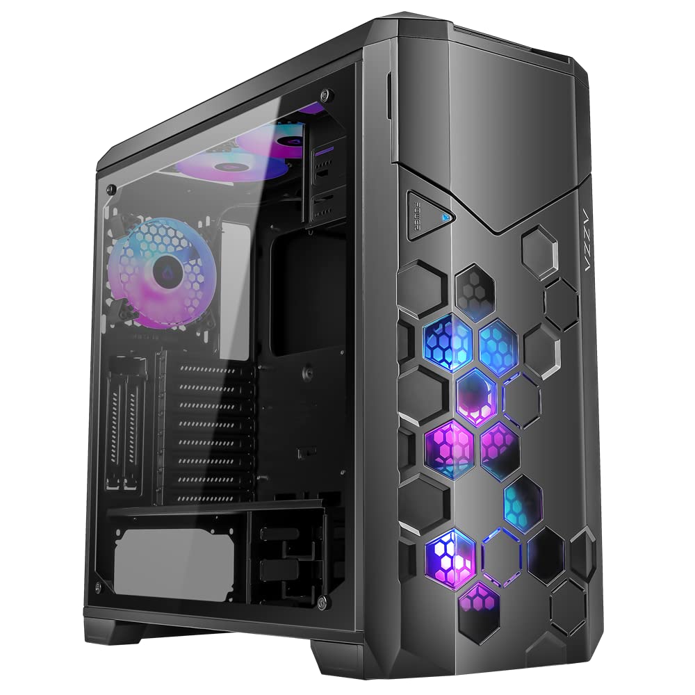 Azza Boitier Moyen Tour E-ATX Storm RGB avec panneau vitré (Noir)