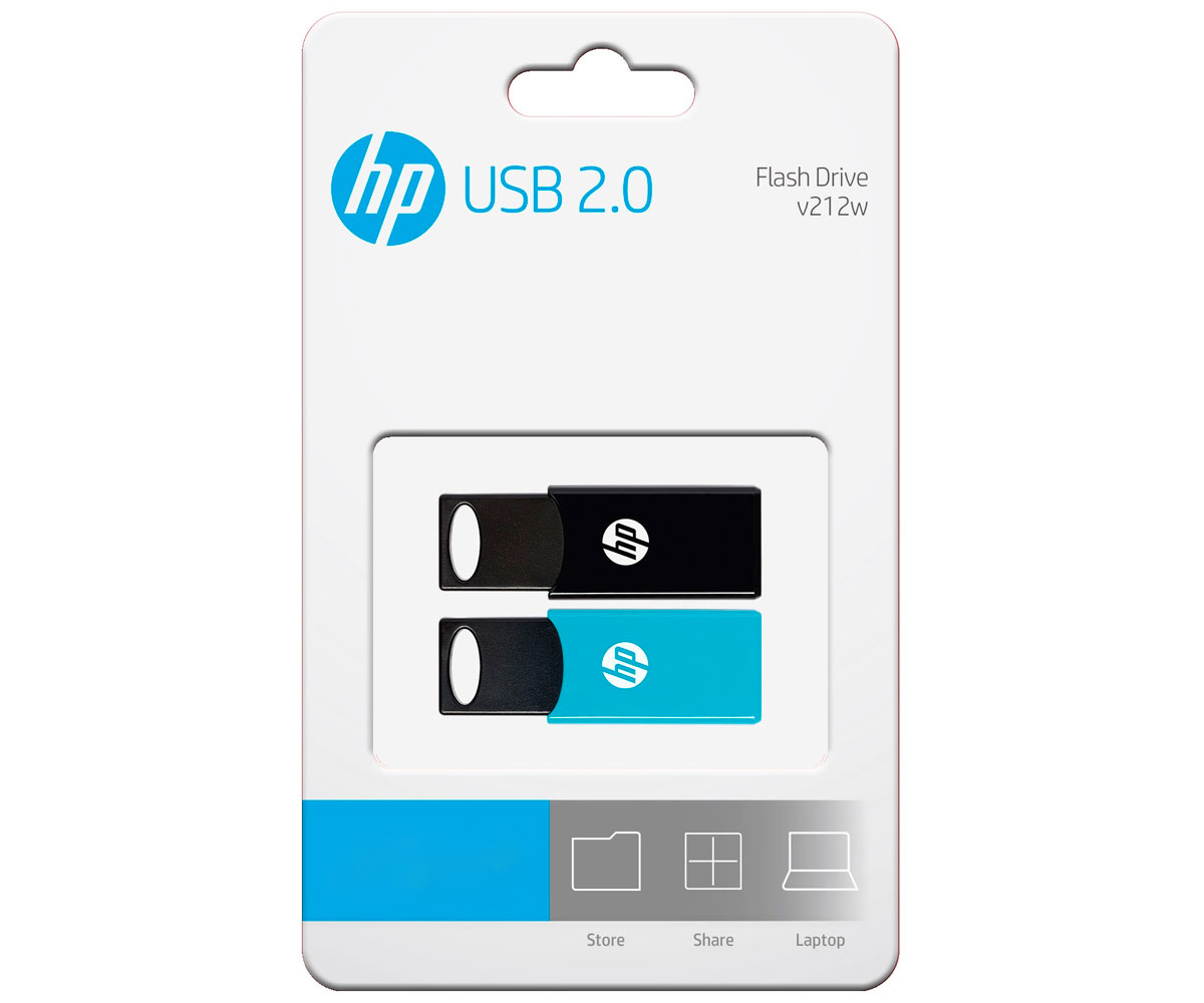 HP v212w 64 Go USB 2.0 Pack 2 unités Noir/Bleu