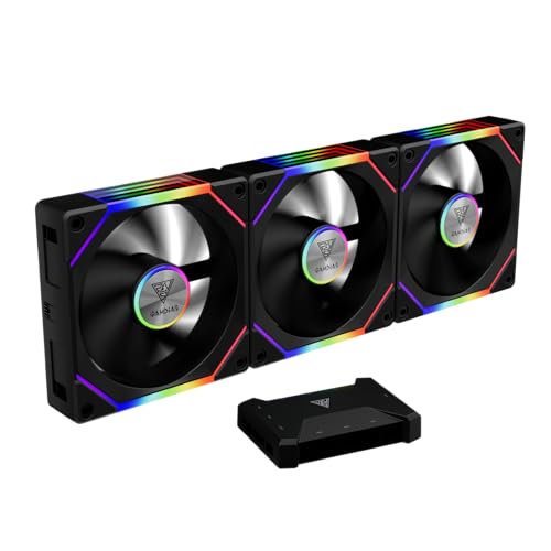 Gamdias Lot de 3 Ventilateurs de boitier Aeolus P2U RGB - 12cm (Noir)